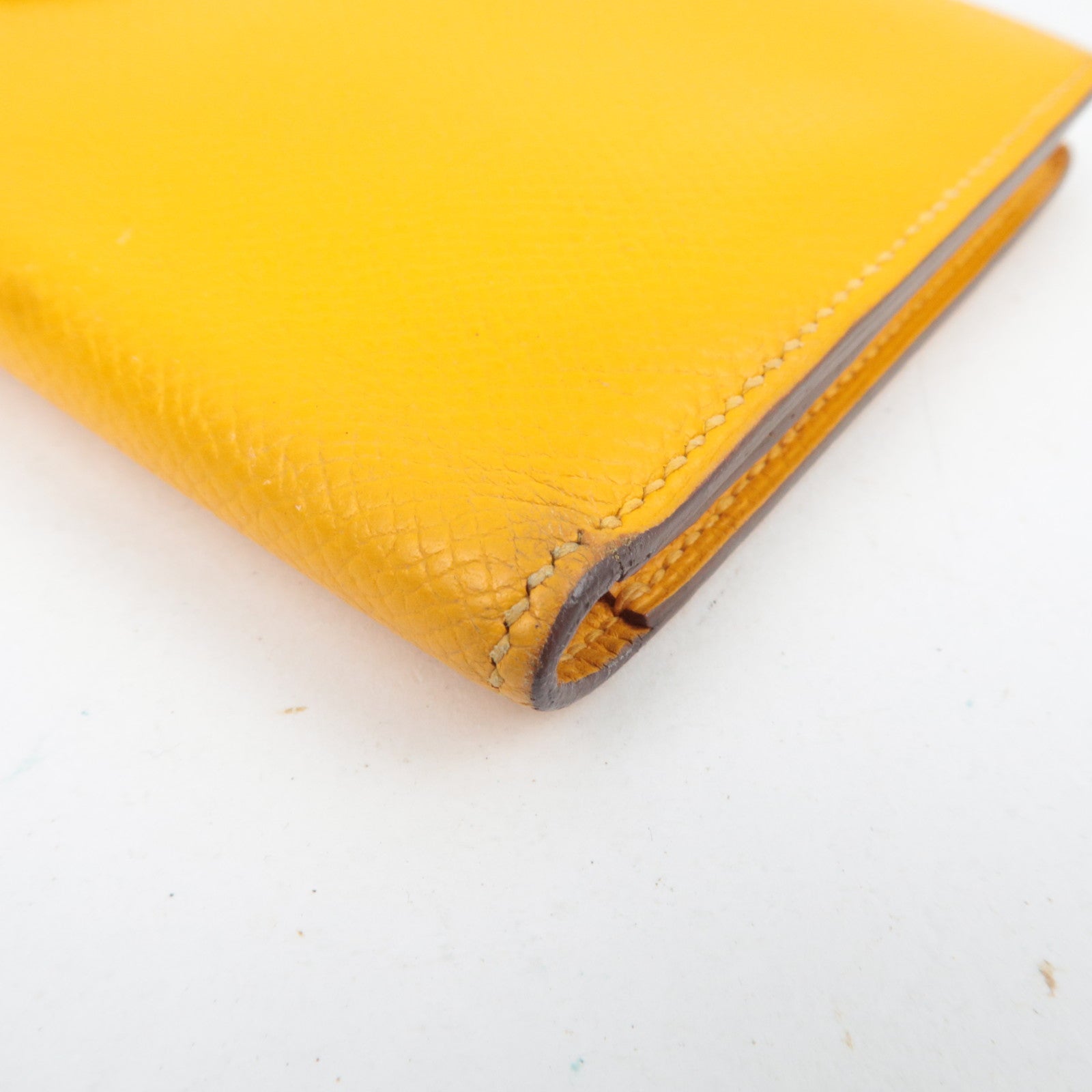 HERMES Bearn Soufflot Long Wallet □Q Stamp(2013) Veau Epsom Orange Silver HDW