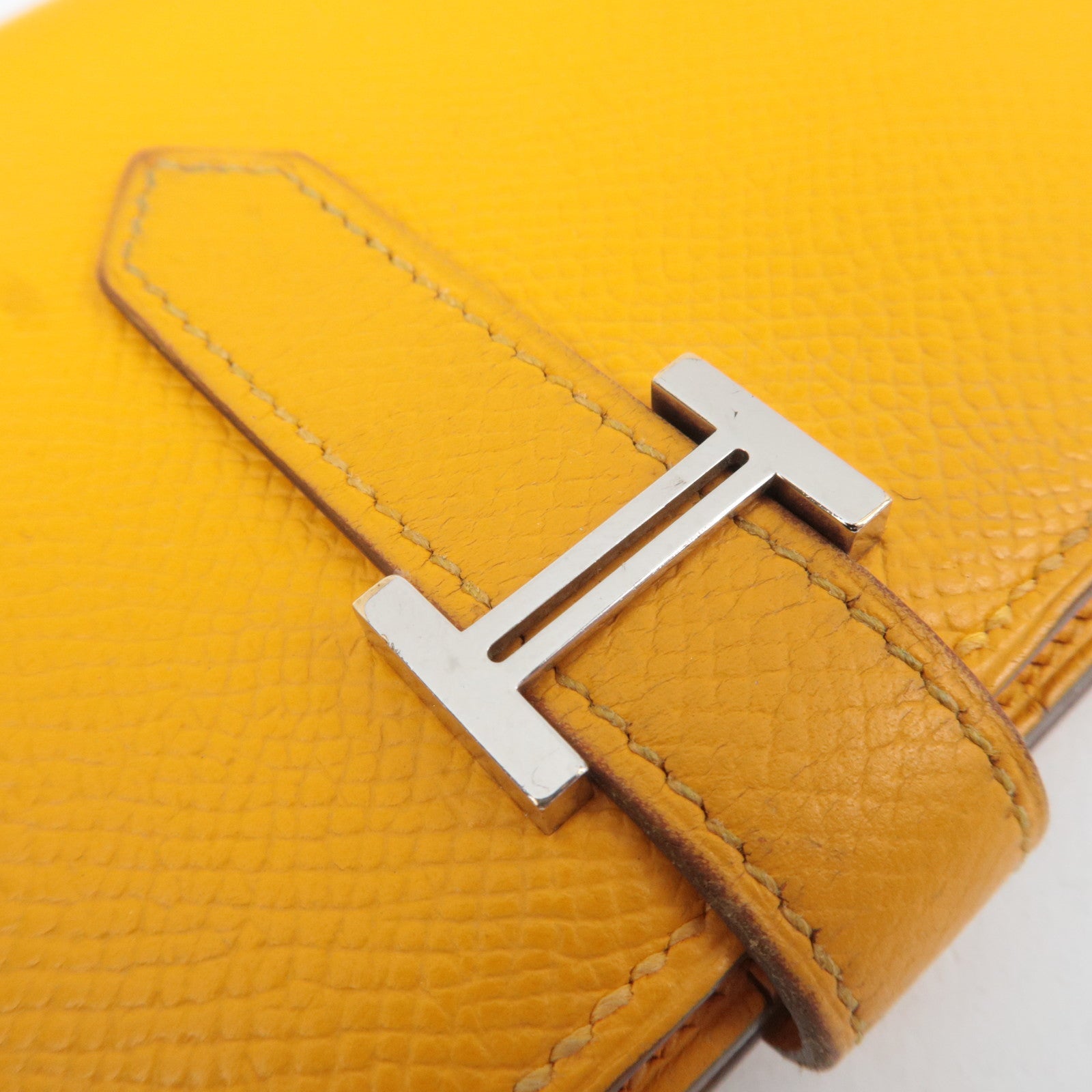 HERMES Bearn Soufflot Long Wallet □Q Stamp(2013) Veau Epsom Orange Silver HDW