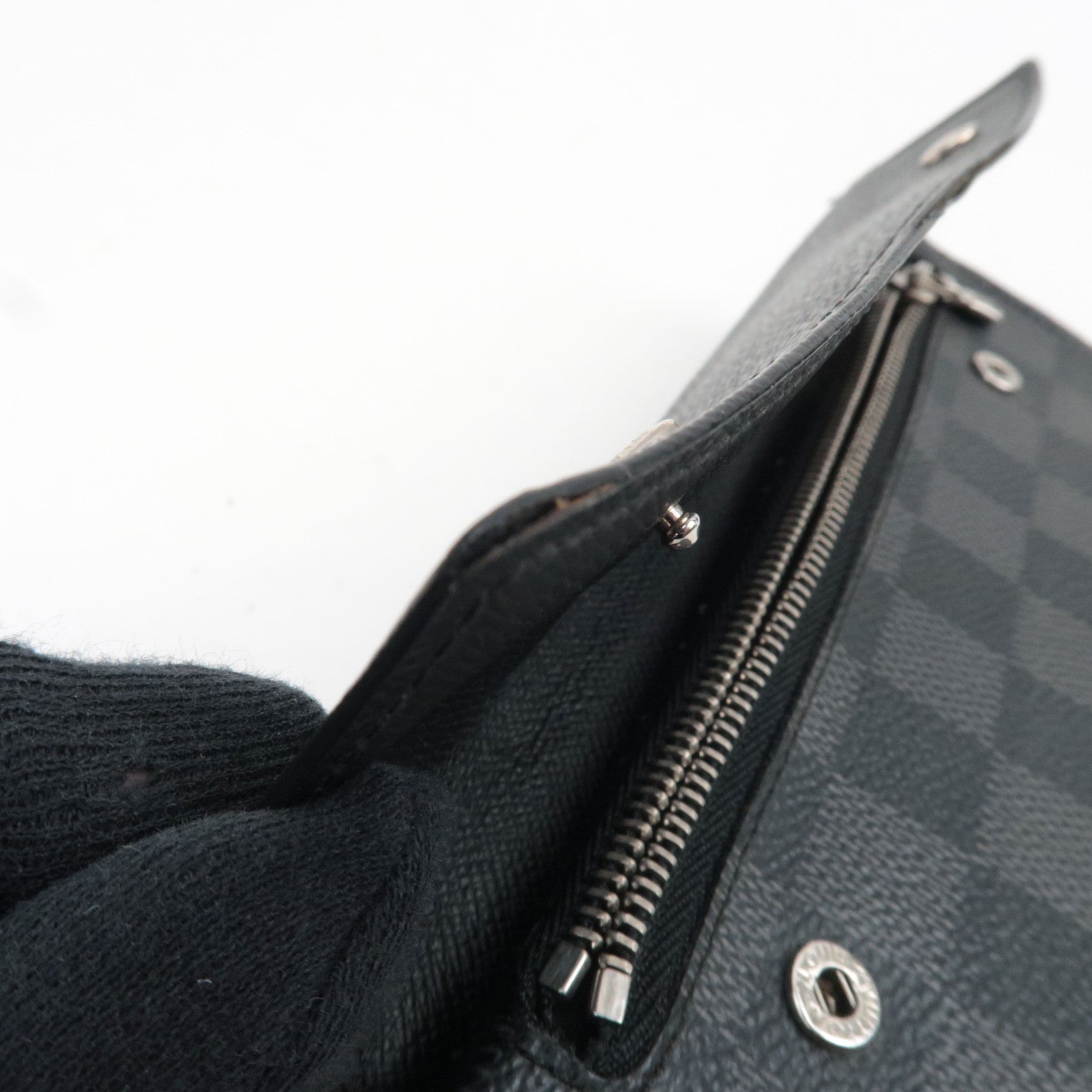 Louis Vuitton Damier Graphite Portefeuille Accordion Long Wallet N60023 TN4150 *Chain