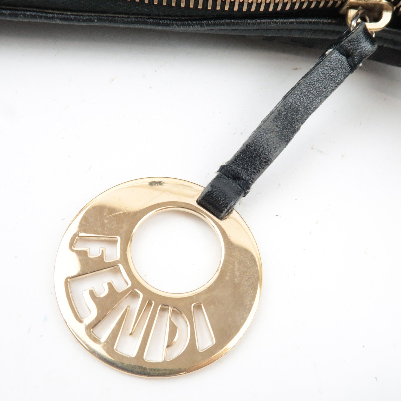 FENDI Zucchino Canvas Leather　Shoulder Bag Black 8BR466 *Dust bag