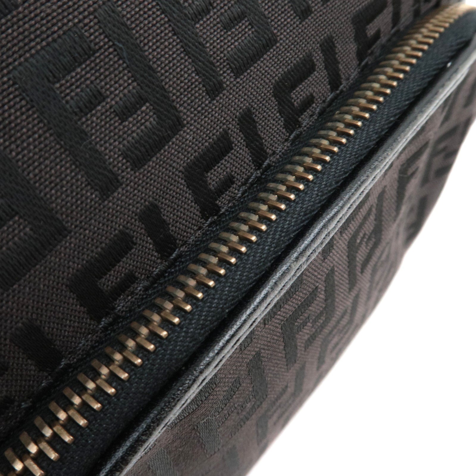 FENDI Zucchino Canvas Leather　Shoulder Bag Black 8BR466 *Dust bag