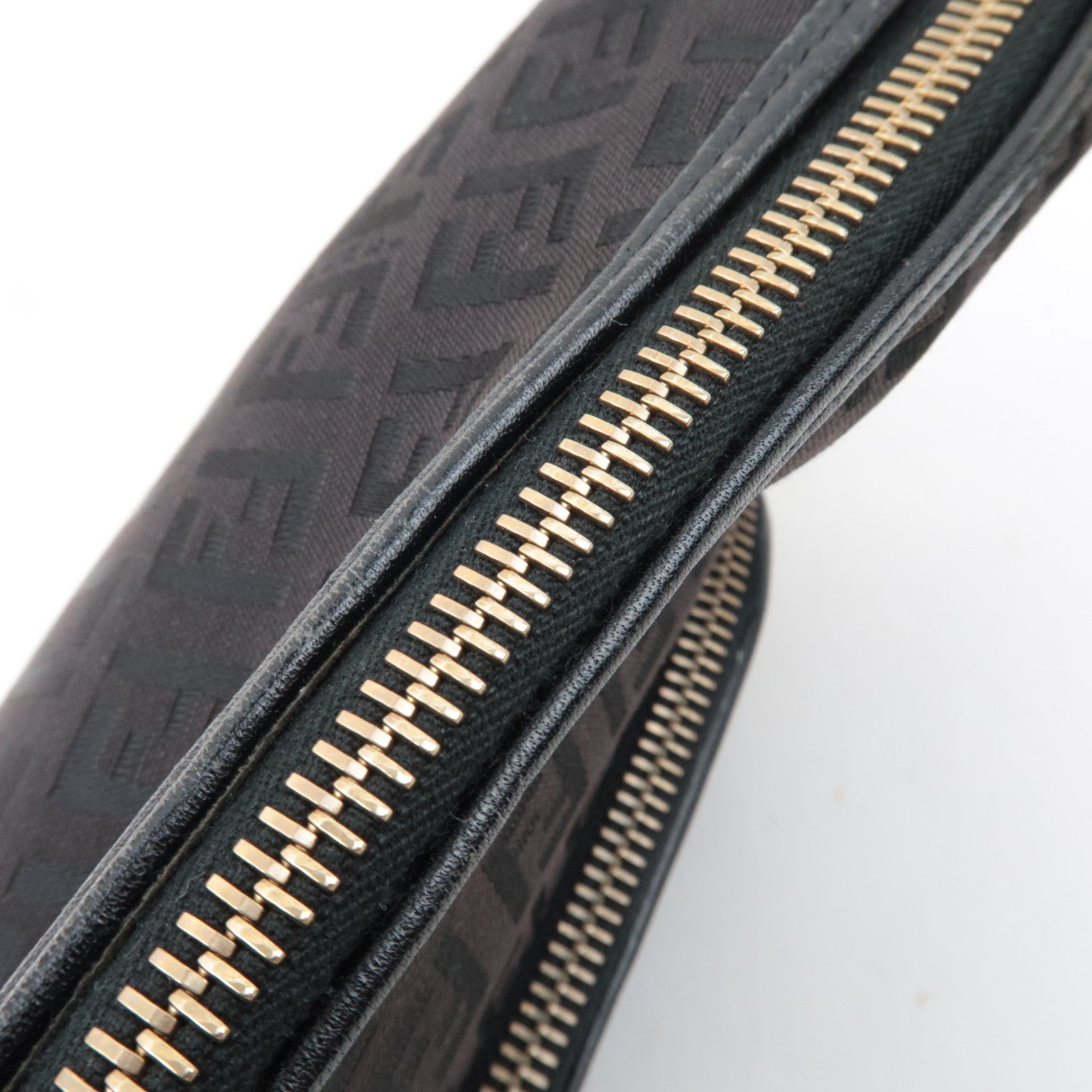 FENDI Zucchino Canvas Leather　Shoulder Bag Black 8BR466 *Dust bag