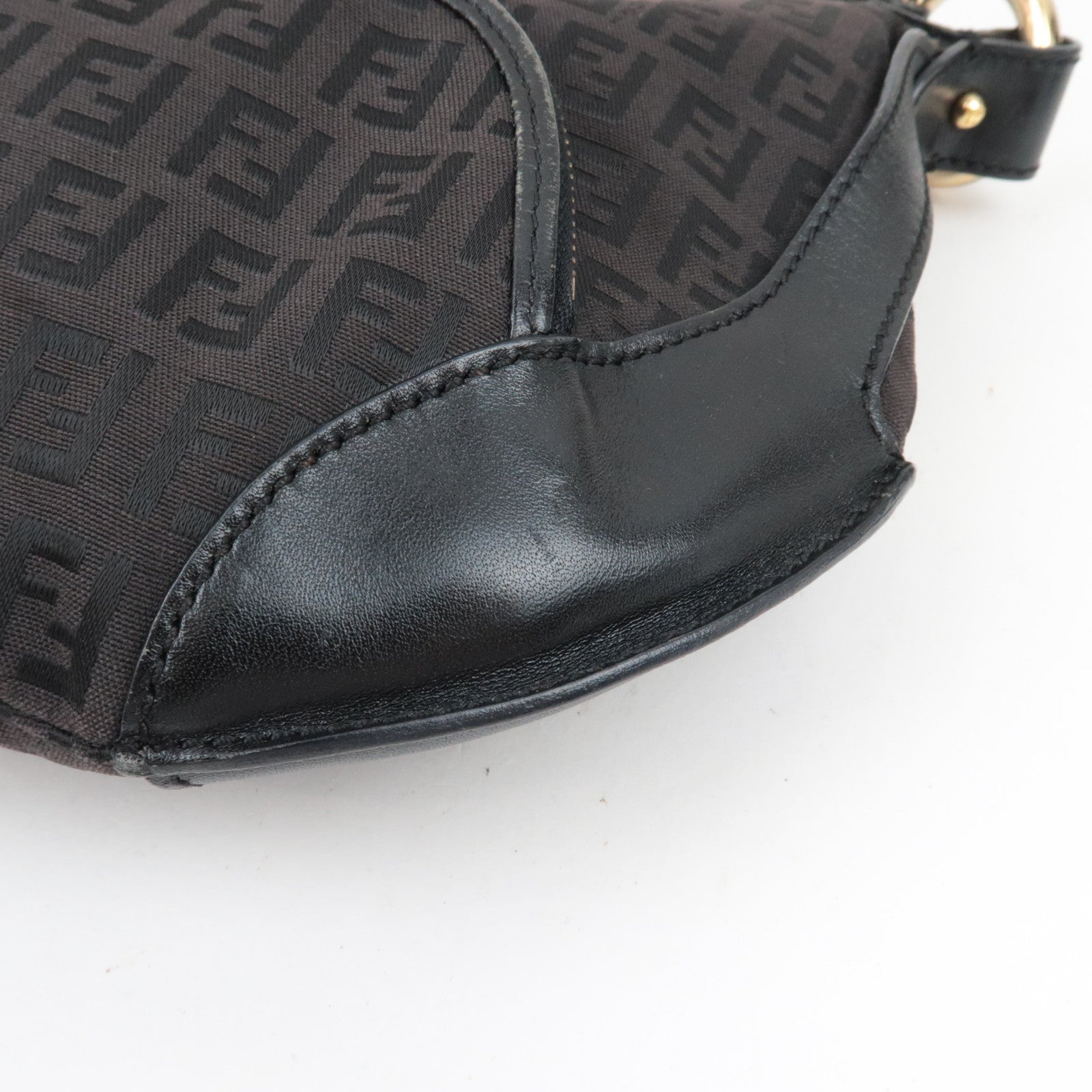 FENDI Zucchino Canvas Leather　Shoulder Bag Black 8BR466 *Dust bag