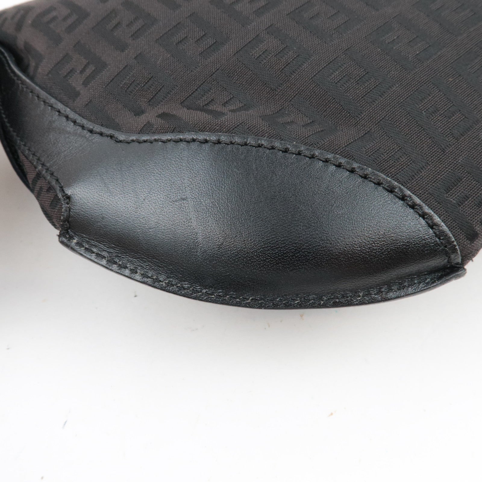 FENDI Zucchino Canvas Leather　Shoulder Bag Black 8BR466 *Dust bag