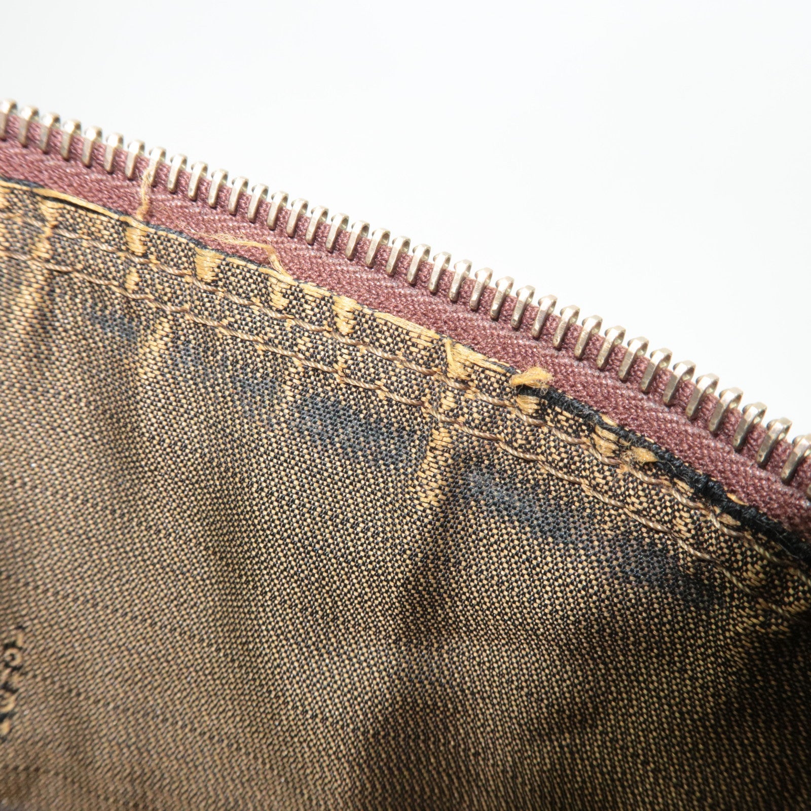 FENDI Zucca Canvas Leather Shoulder Bag Khaki Brown Black