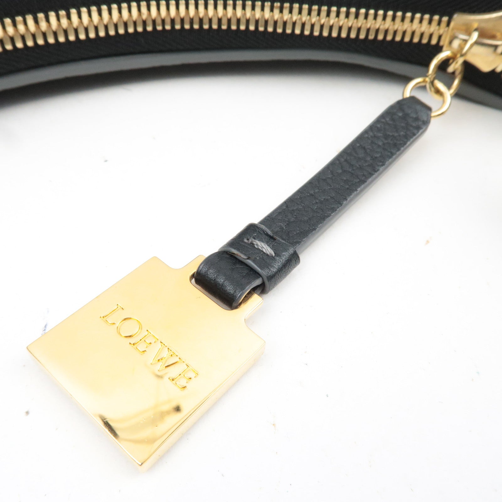 LOEWE New Road Line Canvas Leather Shoulder Bag Black *Dust bag