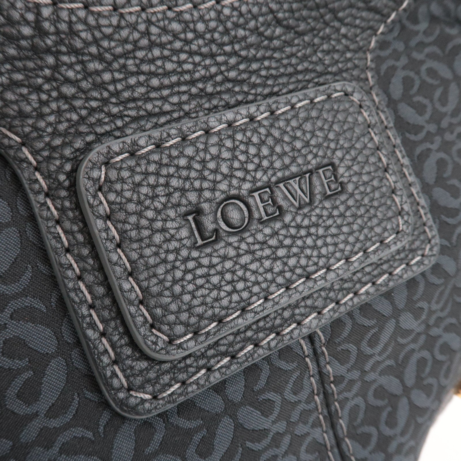 LOEWE New Road Line Canvas Leather Shoulder Bag Black *Dust bag