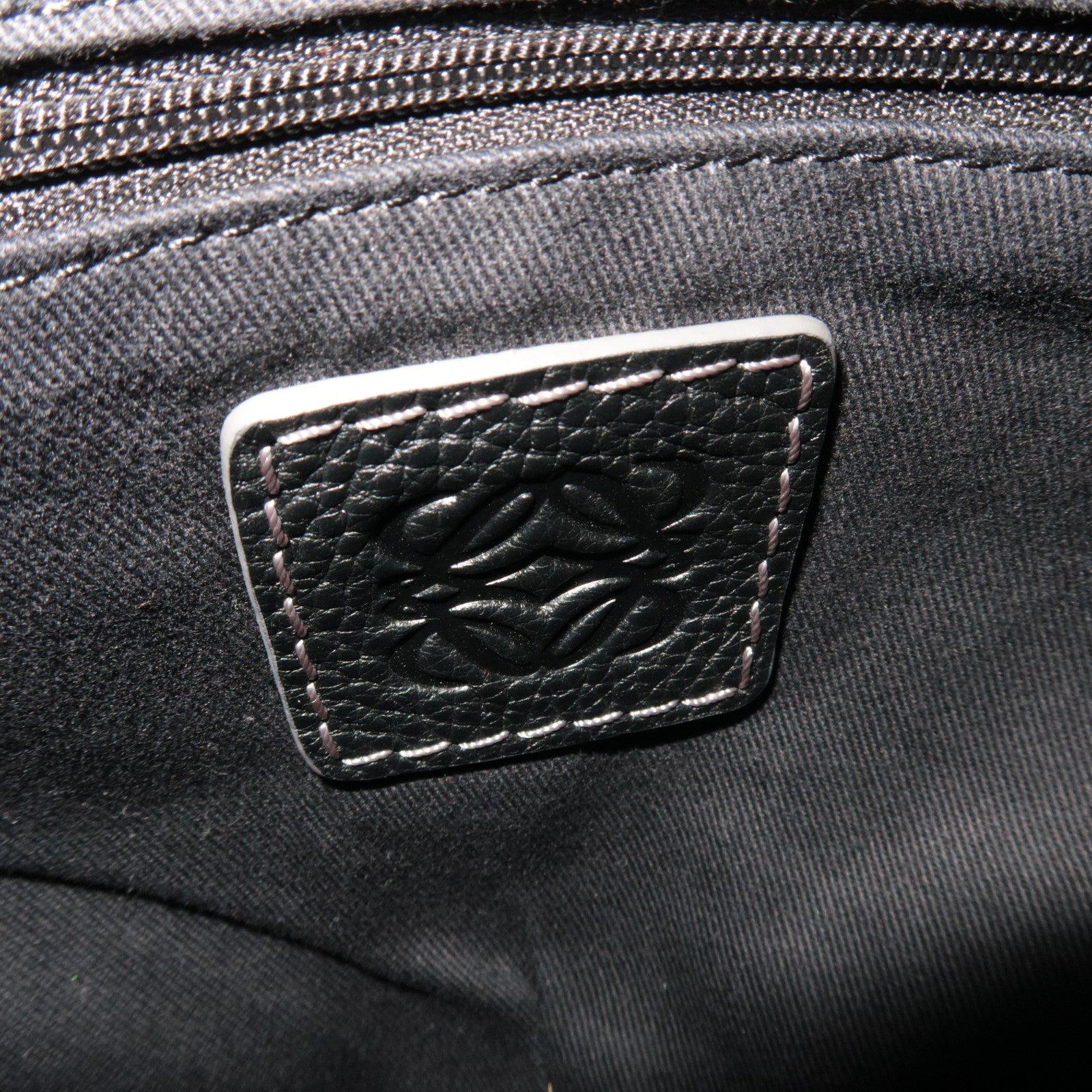 LOEWE New Road Line Canvas Leather Shoulder Bag Black *Dust bag