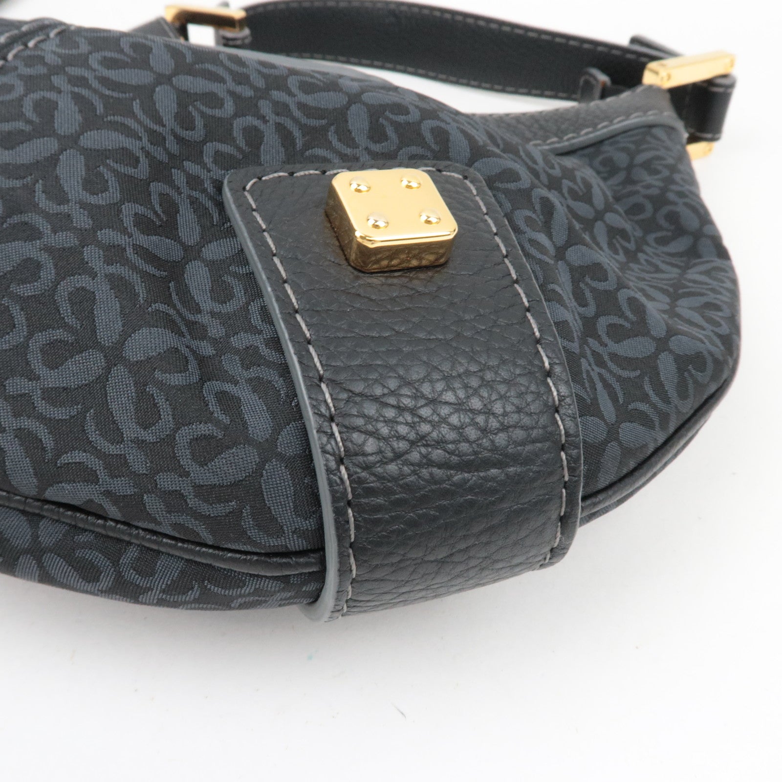 LOEWE New Road Line Canvas Leather Shoulder Bag Black *Dust bag