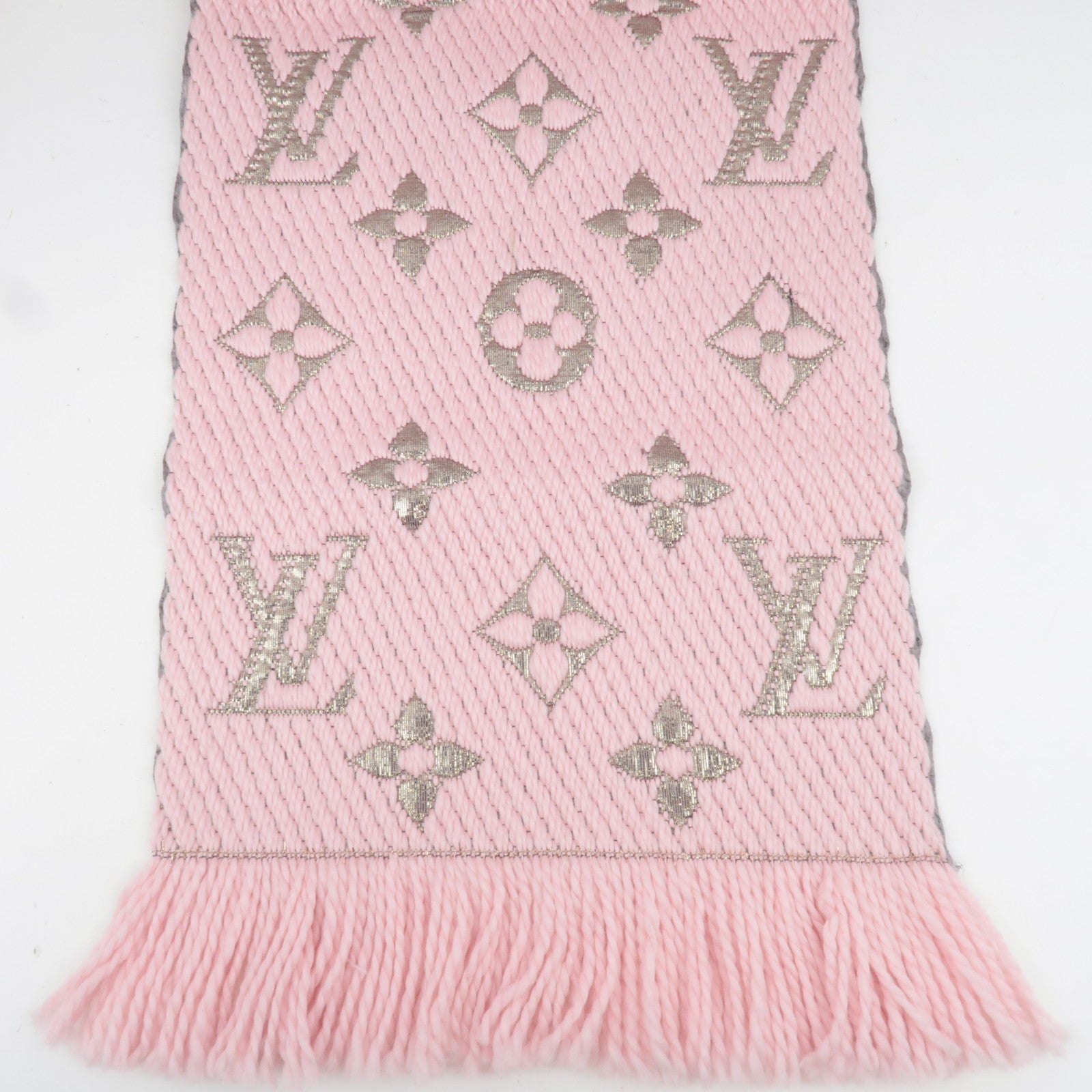 Louis Vuitton Echarpe Logomania Shine Scarf 95% Wool 3% Silk 2% Polyester Rose Ballerine M70466 GM0136