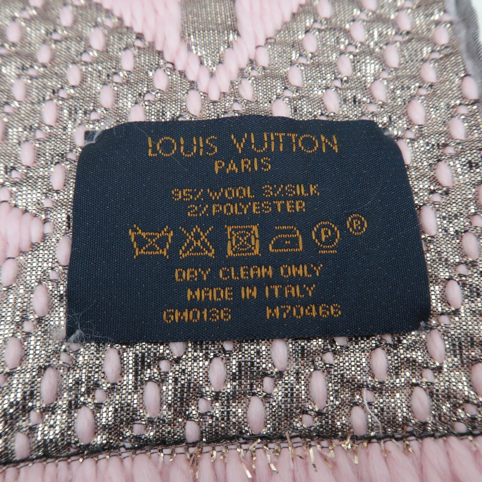 Louis Vuitton Echarpe Logomania Shine Scarf 95% Wool 3% Silk 2% Polyester Rose Ballerine M70466 GM0136