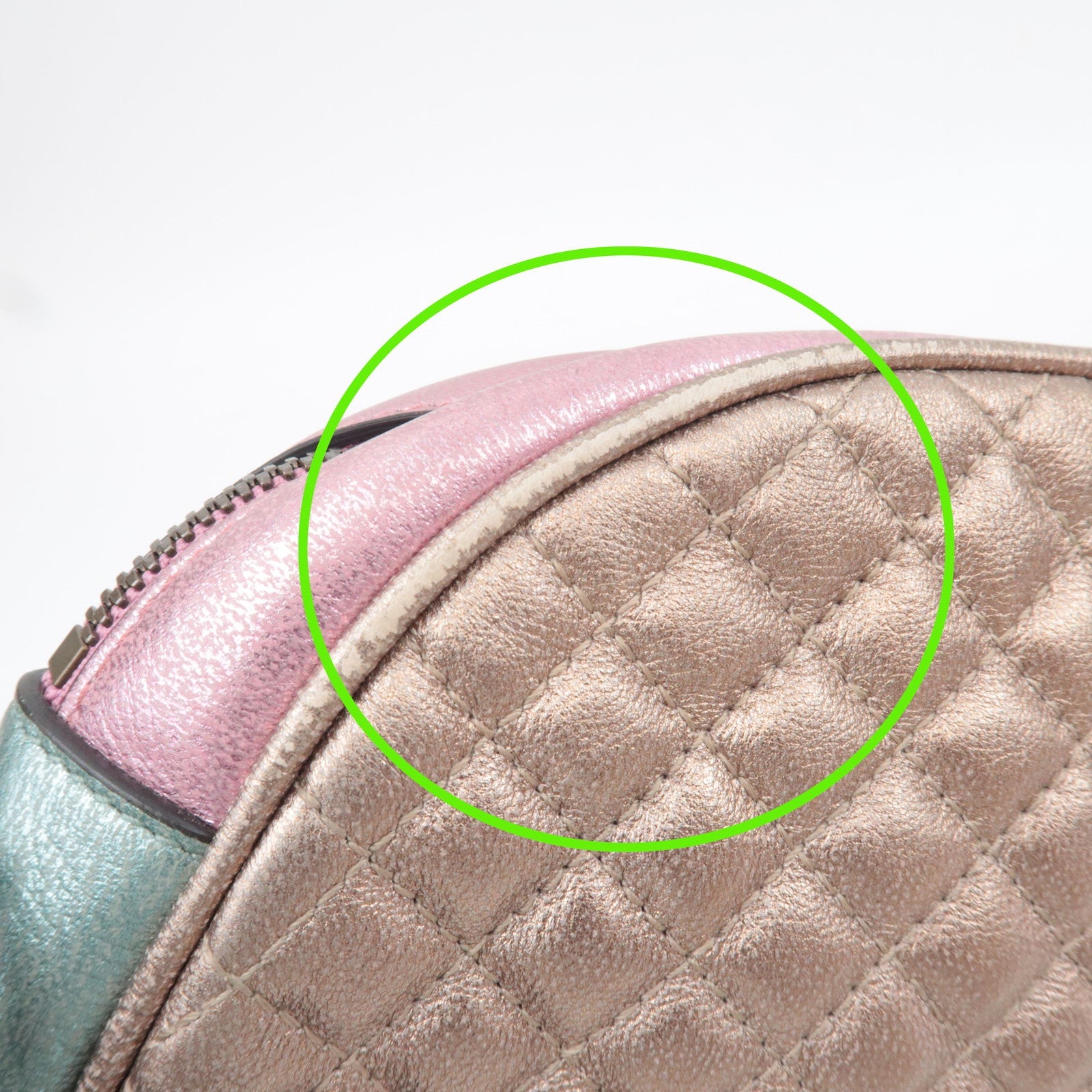 GUCCI Zumi Shoulder Bag Leather Metallic Pink Blue 541052 *Dust bag