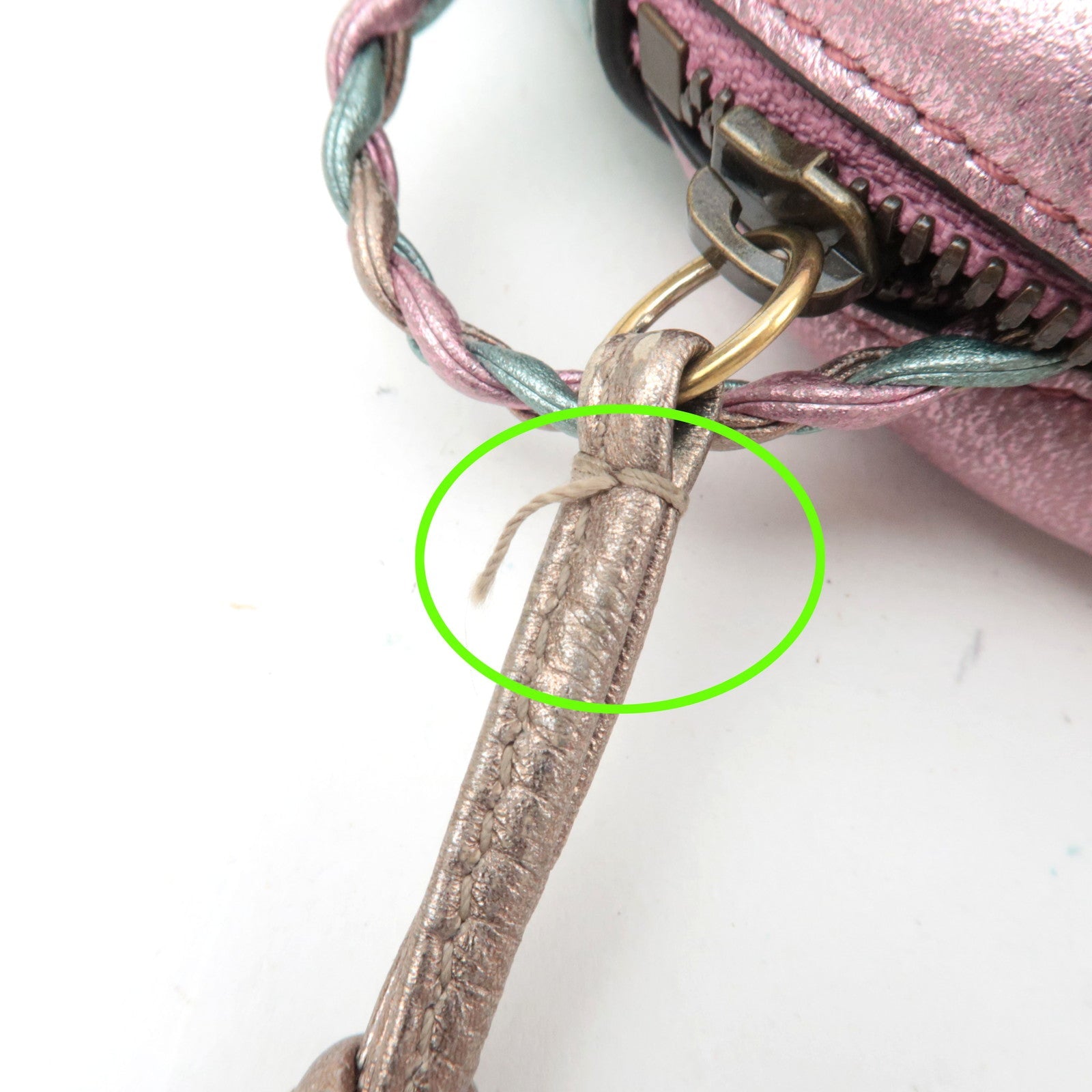 GUCCI Zumi Shoulder Bag Leather Metallic Pink Blue 541052 *Dust bag