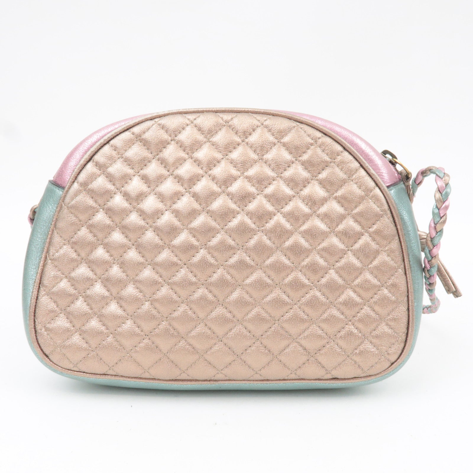 GUCCI Zumi Shoulder Bag Leather Metallic Pink Blue 541052 *Dust bag