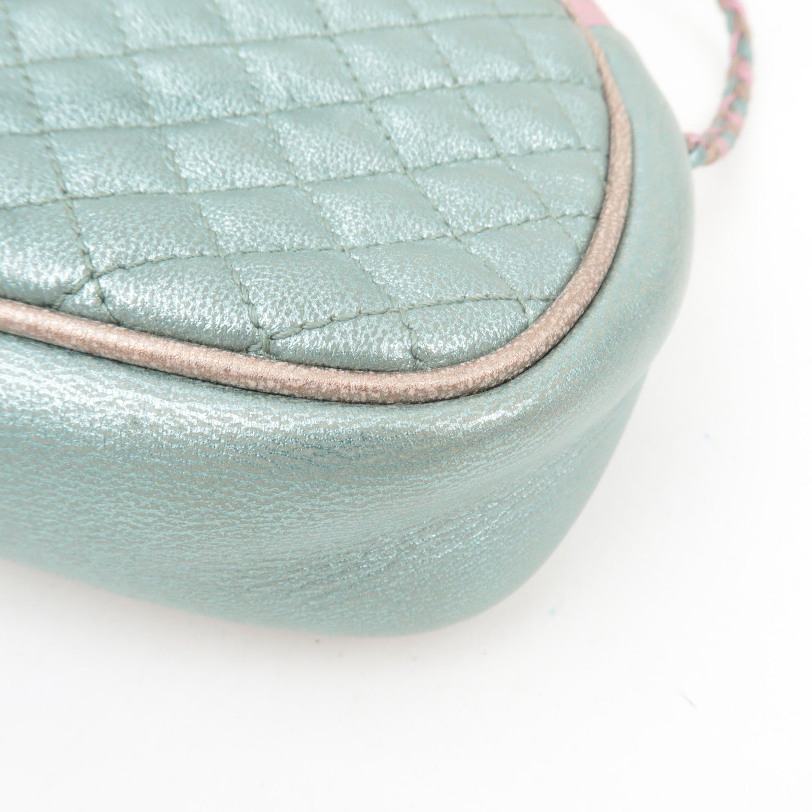 GUCCI Zumi Shoulder Bag Leather Metallic Pink Blue 541052 *Dust bag