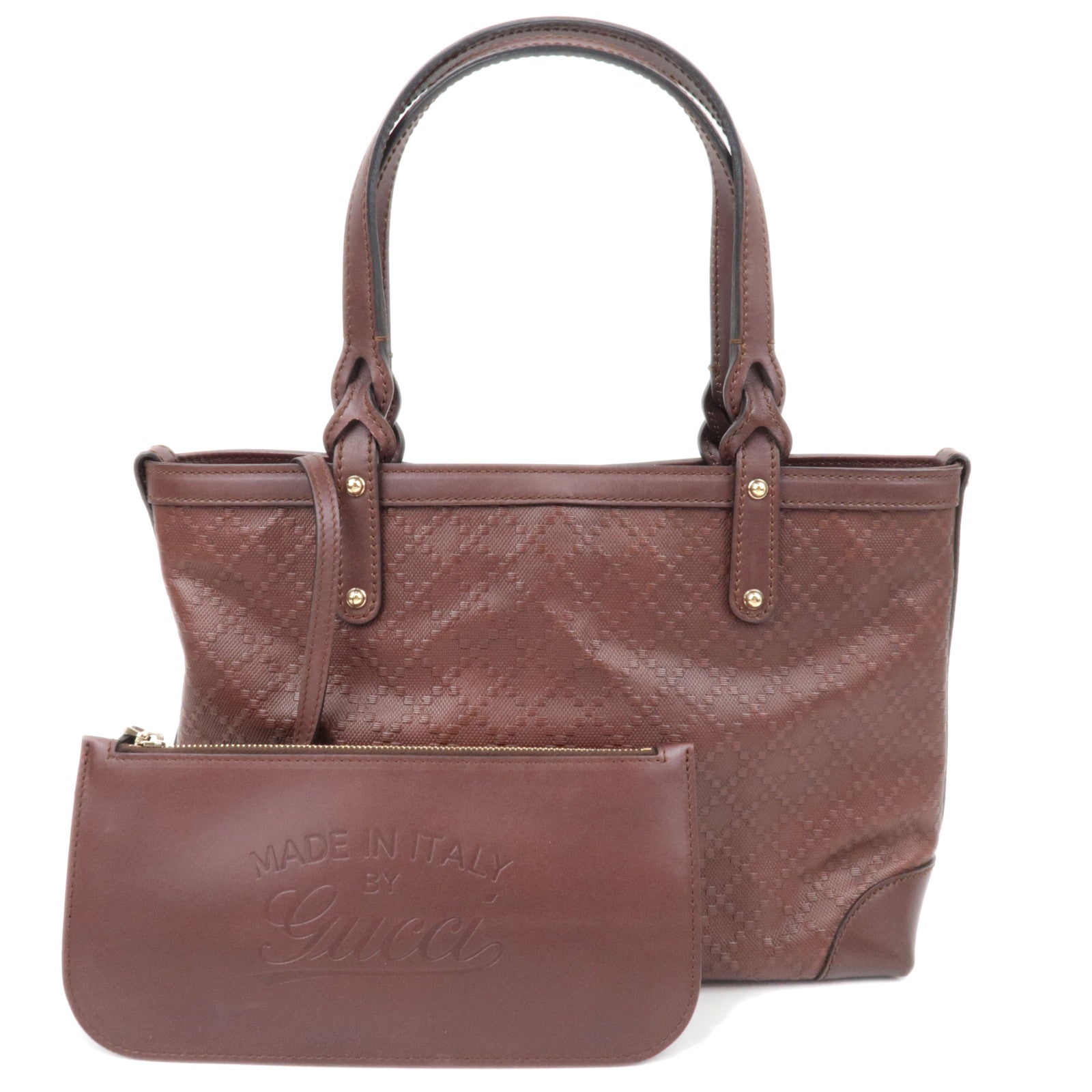 GUCCI Diamante Tote Bag Leather Brown 269878 *Pouch84466