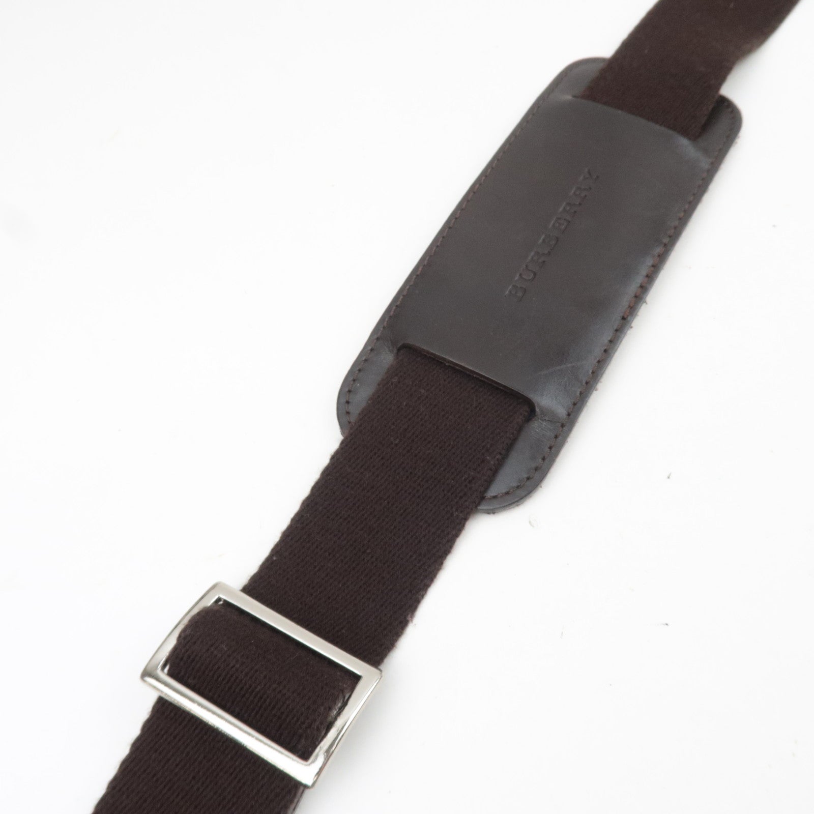 BURBERRY Nova Plaid 2-Way Canvas Leather Boston Bag Beige Brown *Strap