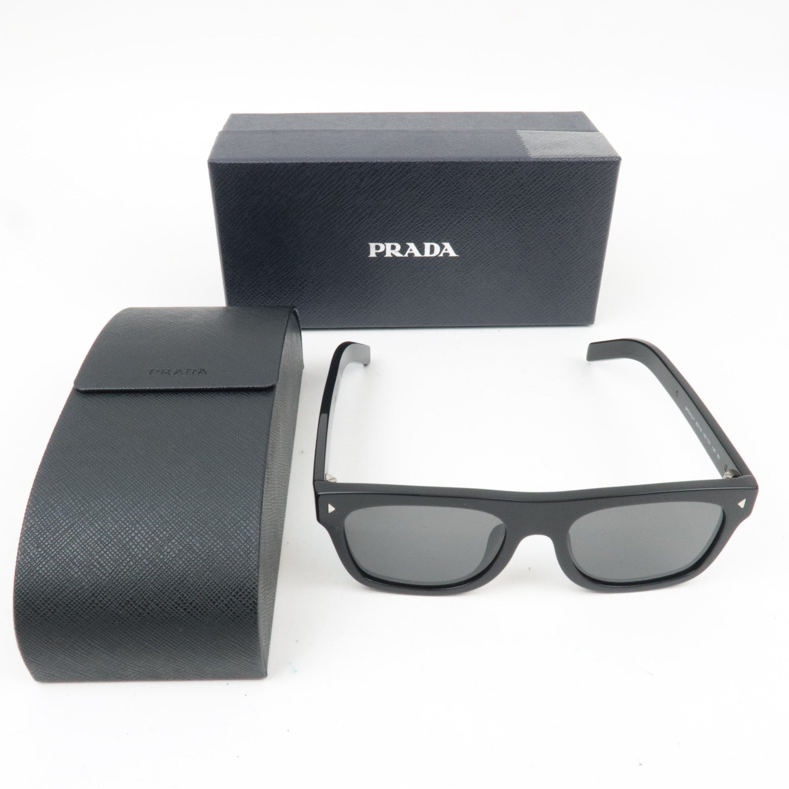 PRADA Sunglasses SPR B12-F 55□19 16K-731 145 3N Black *Box, Case