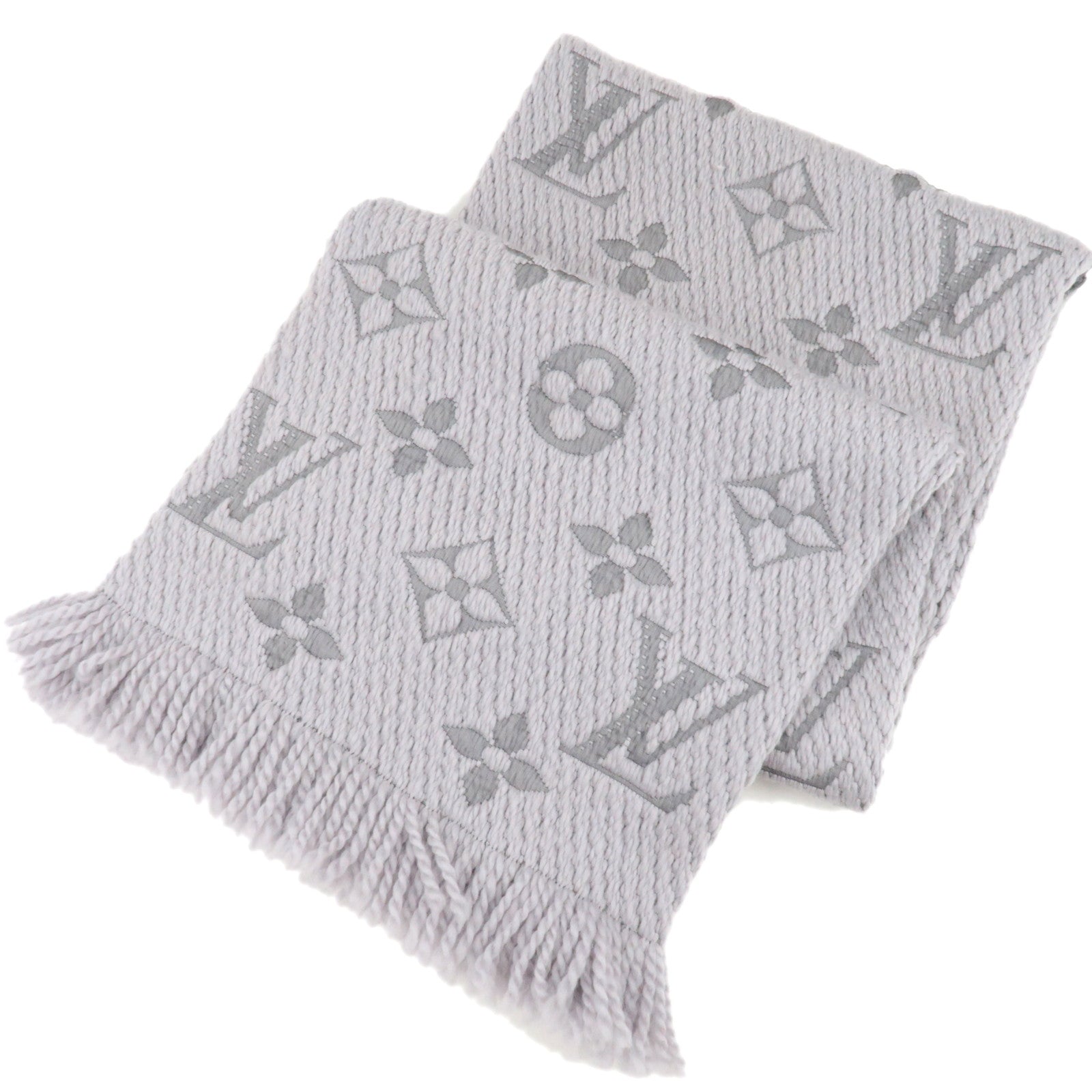 Louis Vuitton Monogram Echarpe Logomania Scarf 94% Wool 6% Silk Gray M74742 GM122184477