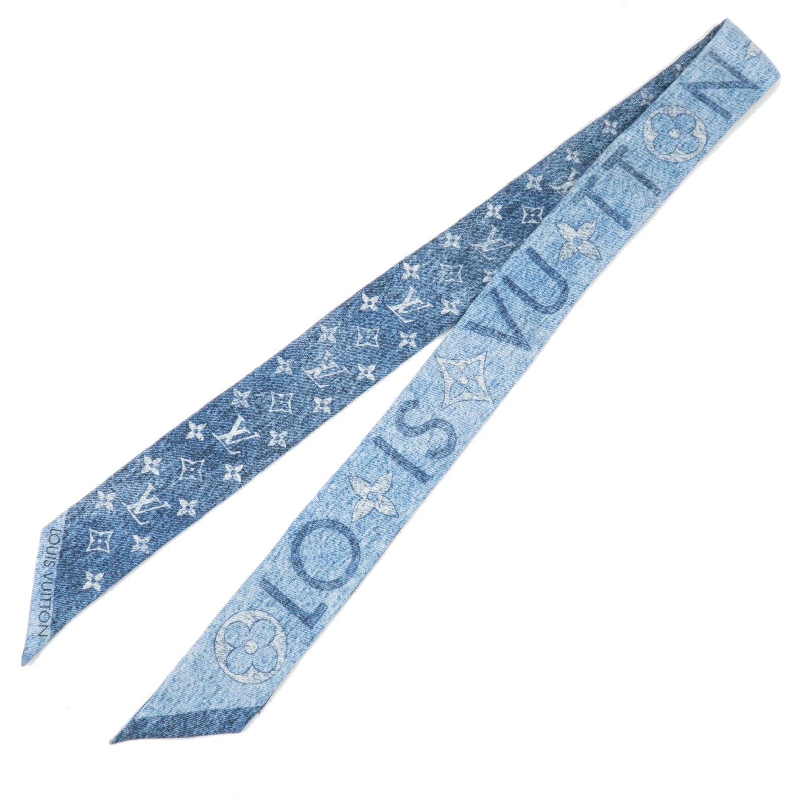Louis Vuitton Bandeau BB Monogram Infinity Scarf 100% Silk Denim Blue M94989 OS0275 *Box84481