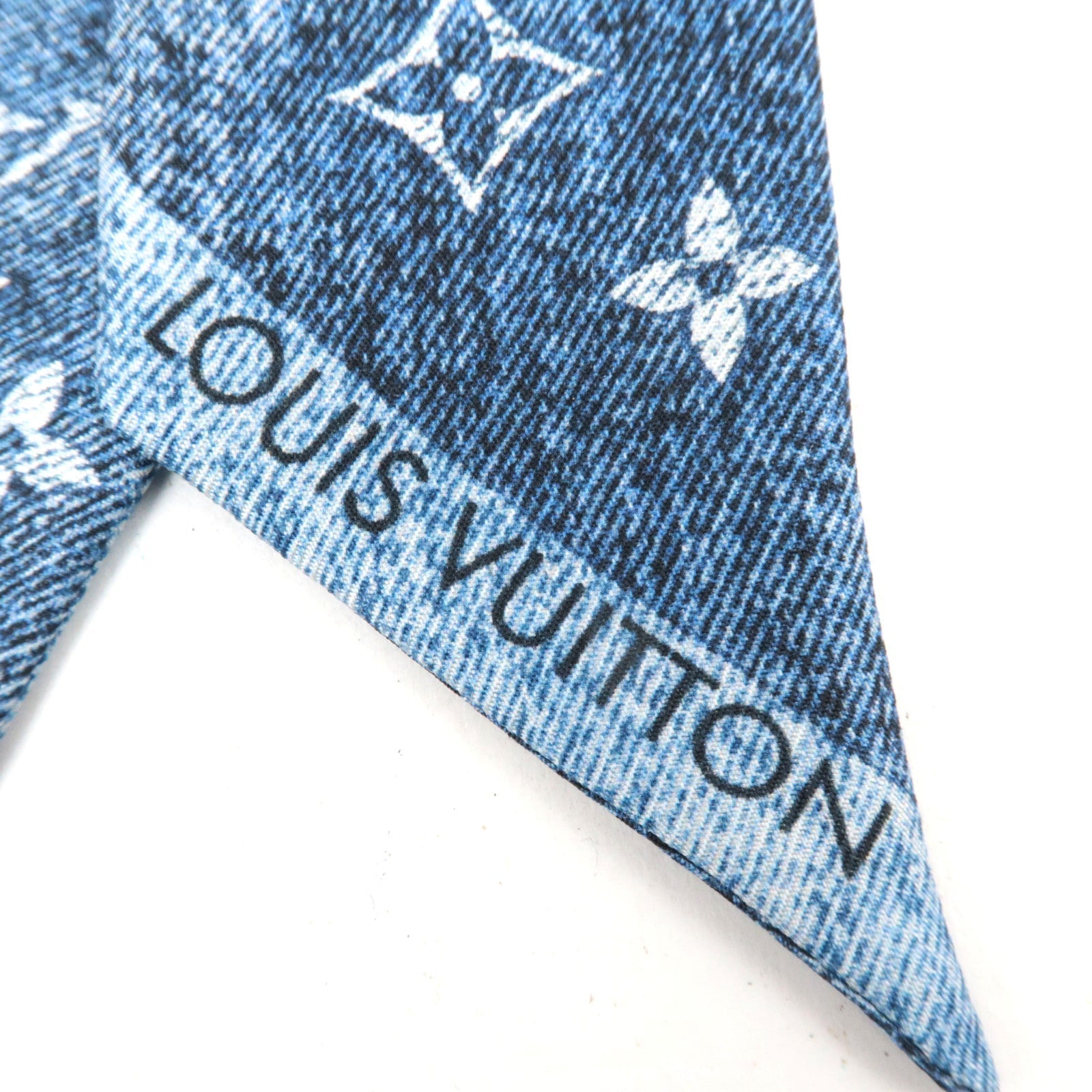 Louis Vuitton Bandeau BB Monogram Infinity Scarf 100% Silk Denim Blue M94989 OS0275 *Box