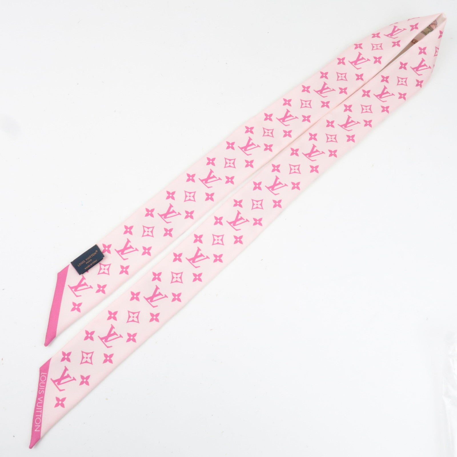 Louis Vuitton Bandeau BB Flower and Straps Scarf 100% Silk Rose Fuchsia M94975 GM5204 *Box