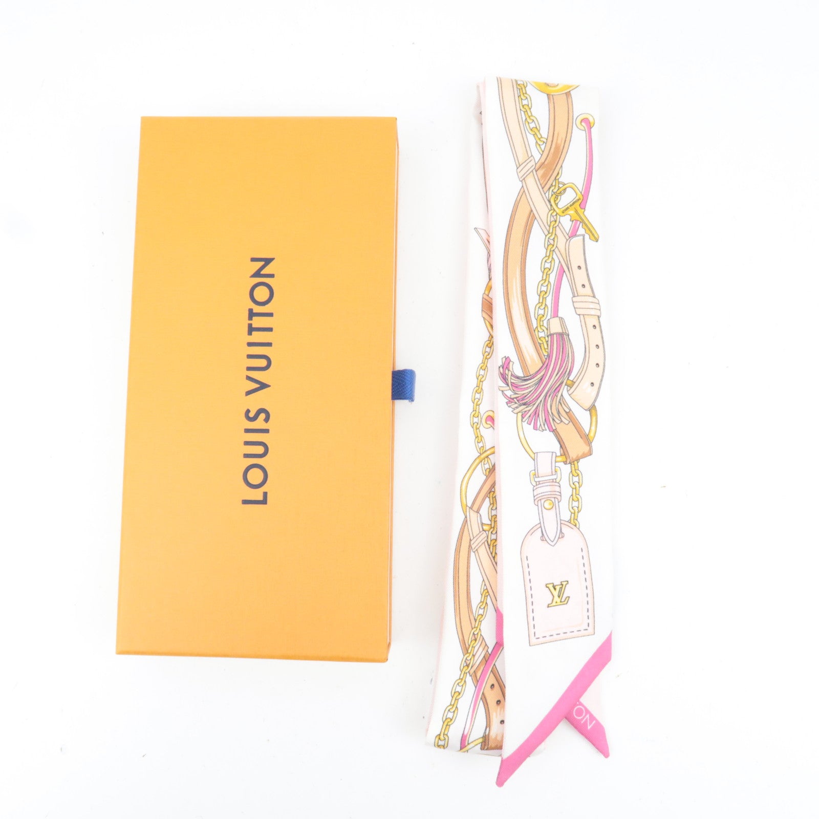 Louis Vuitton Bandeau BB Flower and Straps Scarf 100% Silk Rose Fuchsia M94975 GM5204 *Box