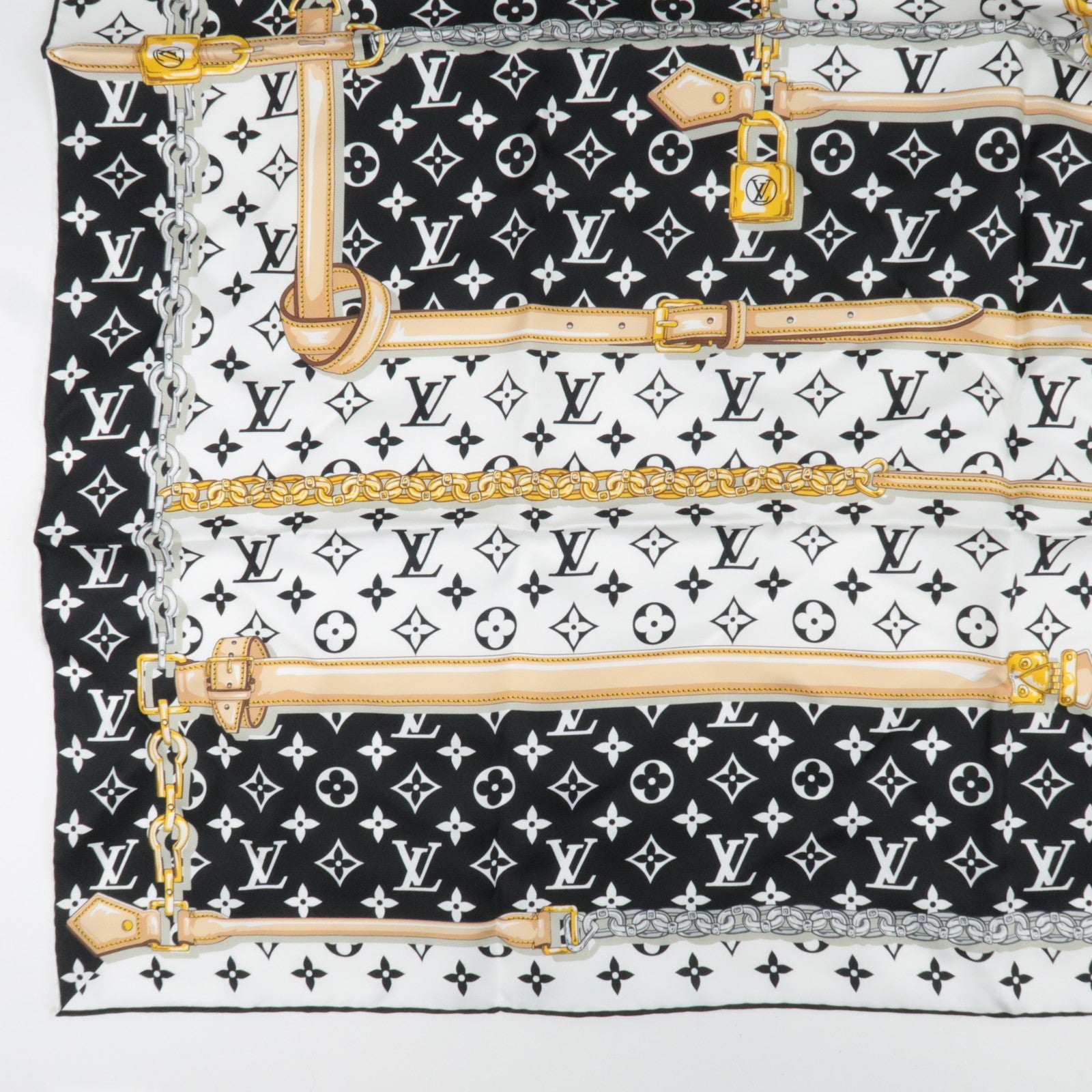 Louis Vuitton Carre Monogram Confidential 100% Silk Scarf Noir M78667 IS1215 *Box