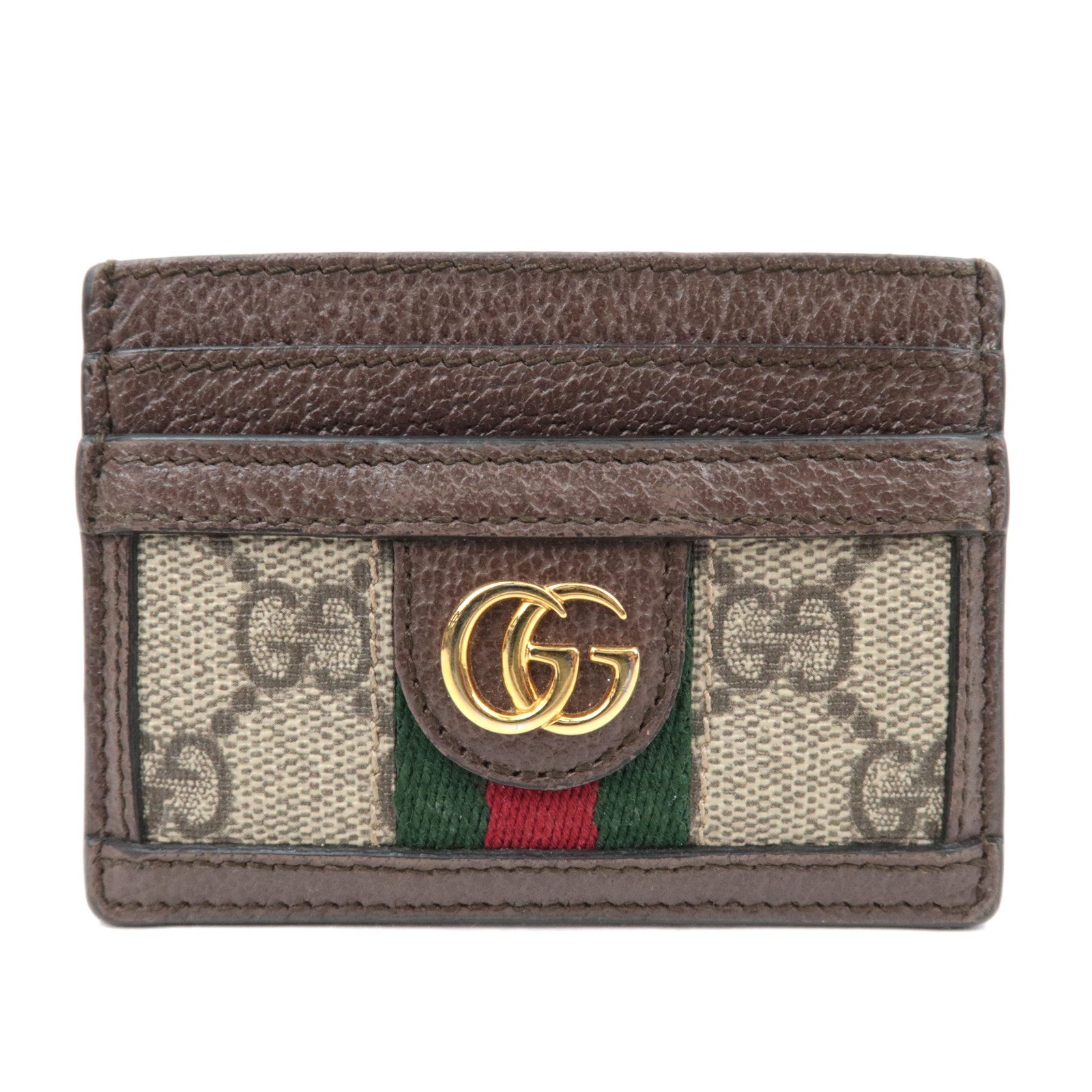 GUCCI Ophidia GG Supreme Leather Card Case Beige 523159 *Box84488