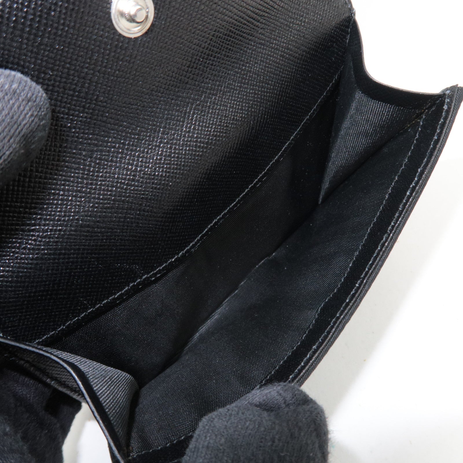 PRADA Nylon Leather Double-Hook Wallet Black *Box