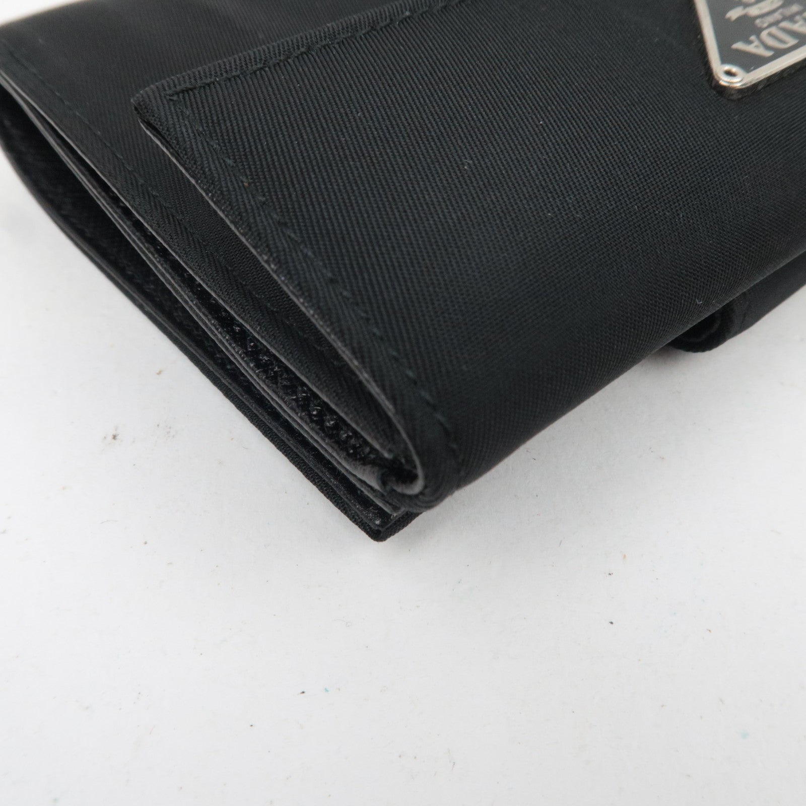PRADA Nylon Leather Double-Hook Wallet Black *Box