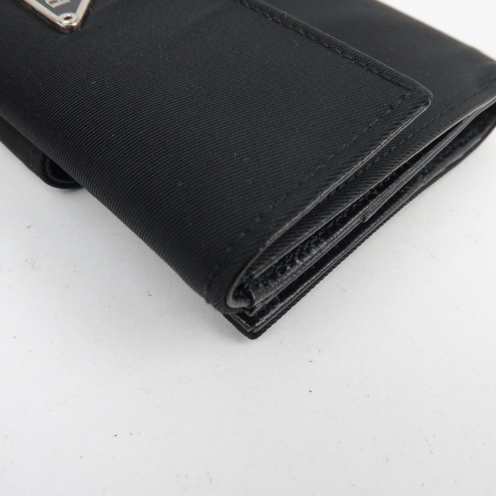 PRADA Nylon Leather Double-Hook Wallet Black *Box