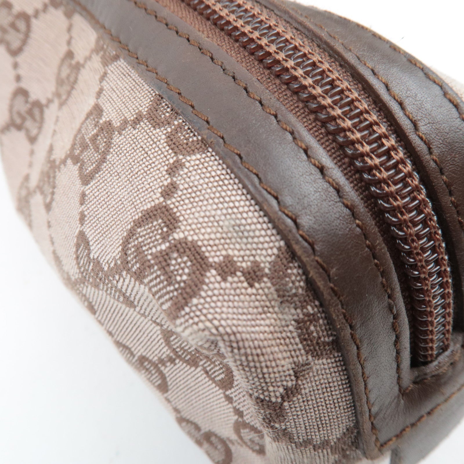 GUCCI GG Canvas Leather Cosmetic Pouch Pink Beige Brown 039.1118 *Box