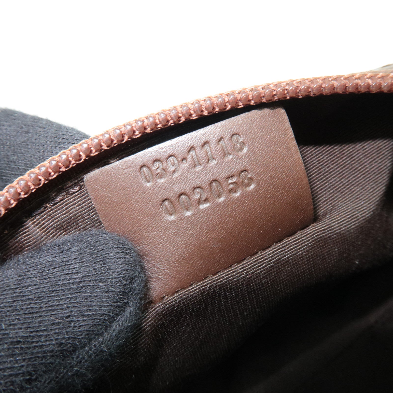 GUCCI GG Canvas Leather Cosmetic Pouch Pink Beige Brown 039.1118 *Box