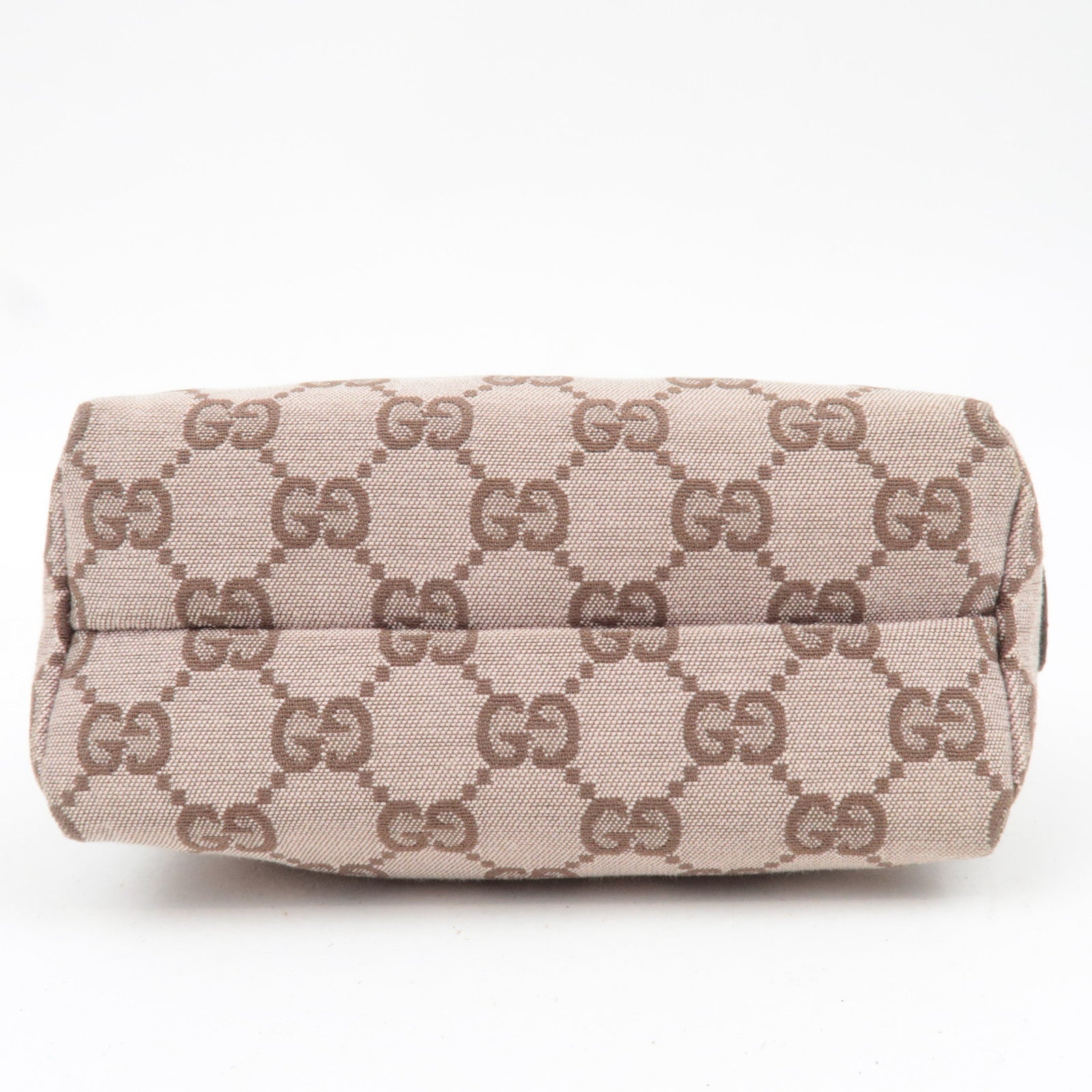 GUCCI GG Canvas Leather Cosmetic Pouch Pink Beige Brown 039.1118 *Box