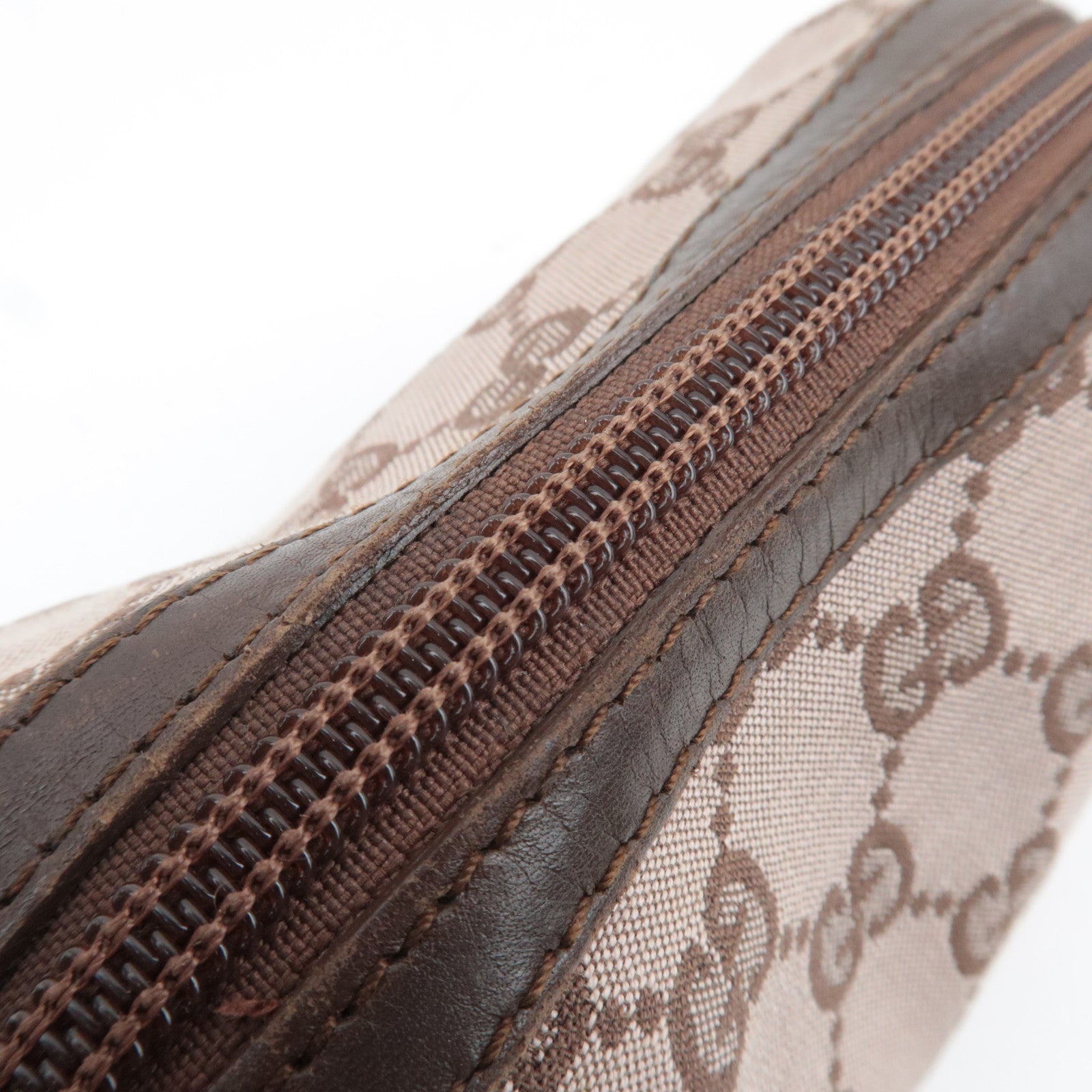 GUCCI GG Canvas Leather Cosmetic Pouch Pink Beige Brown 039.1118 *Box