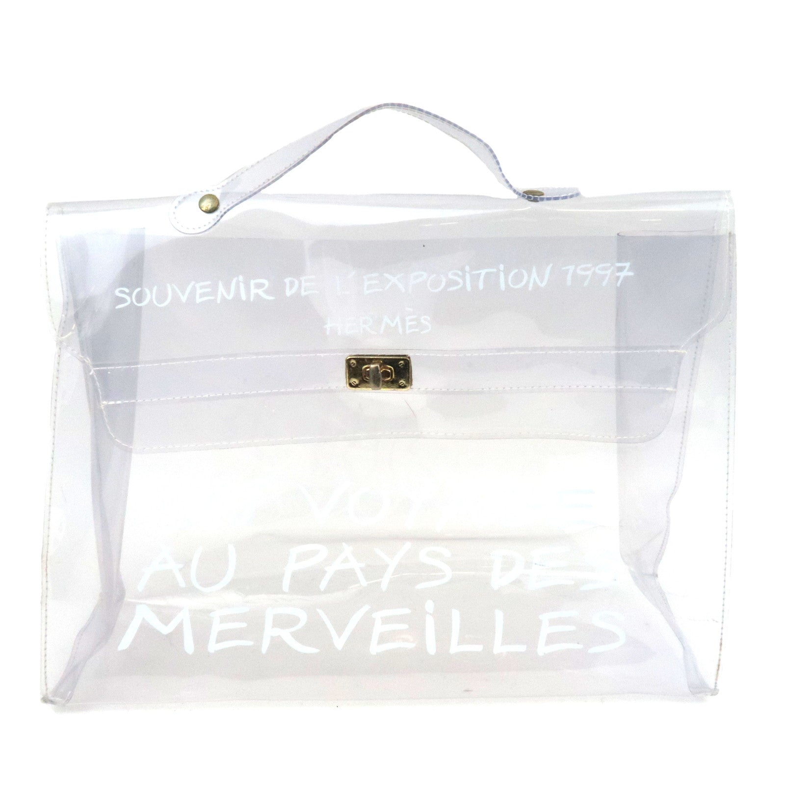 HERMES Vinyl Kelly Handbag Clear84503