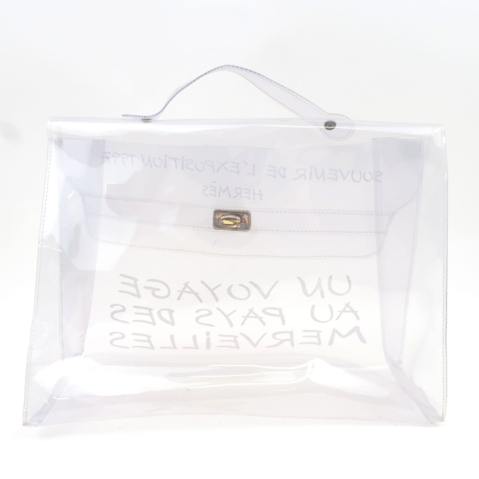 HERMES Vinyl Kelly Handbag Clear