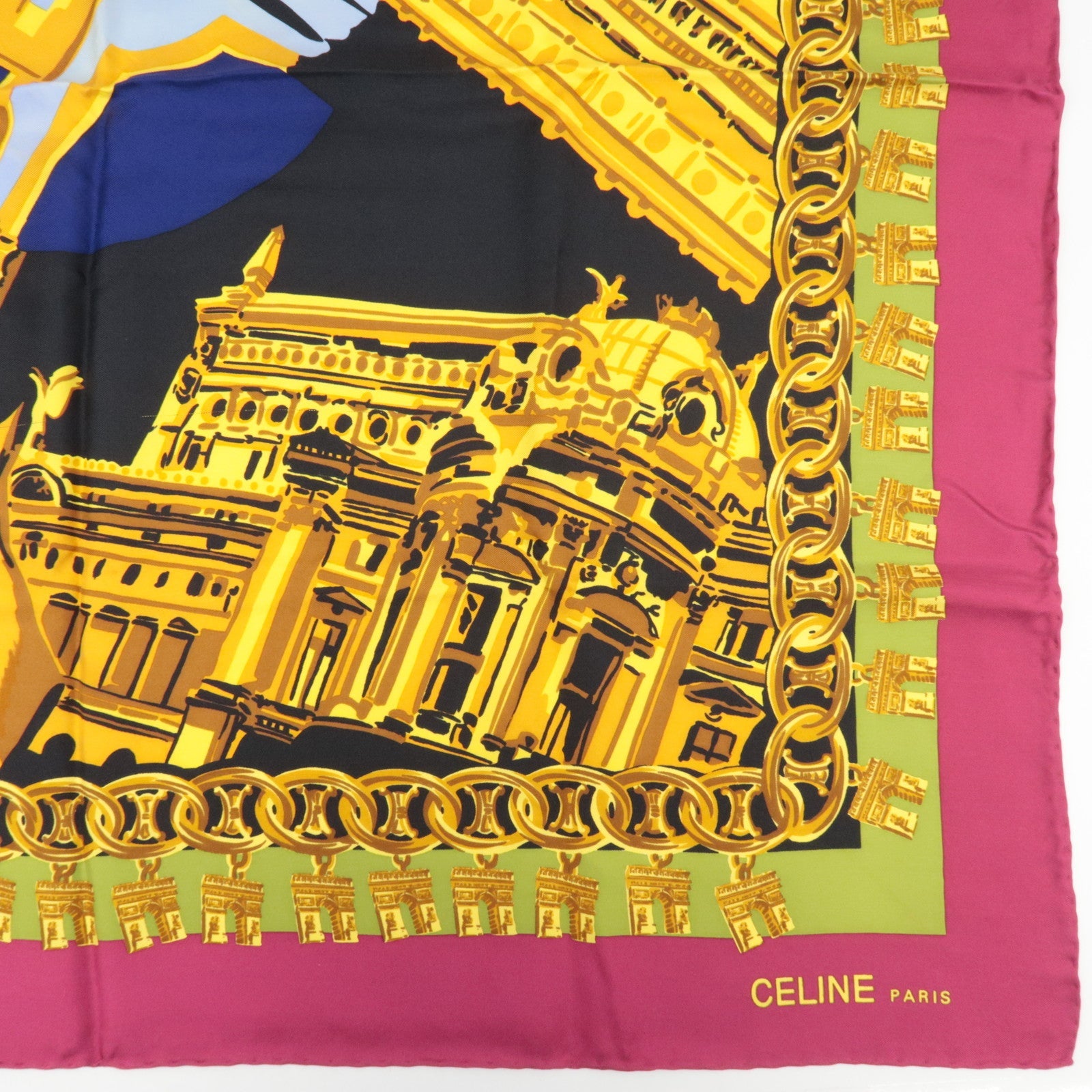 CELINE Large Scarf Eiffel Tower 100% Silk Multicolor *Box