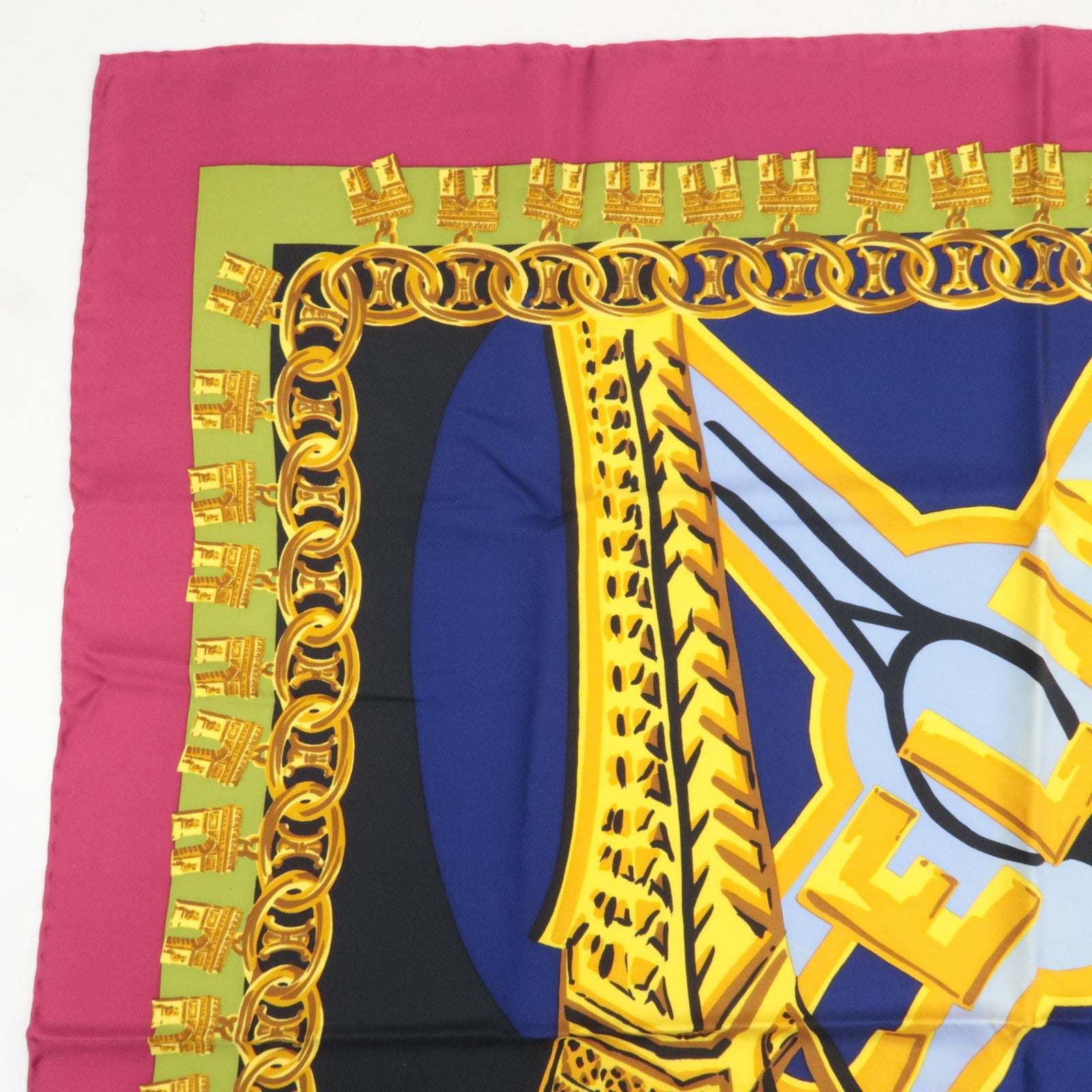 CELINE Large Scarf Eiffel Tower 100% Silk Multicolor *Box