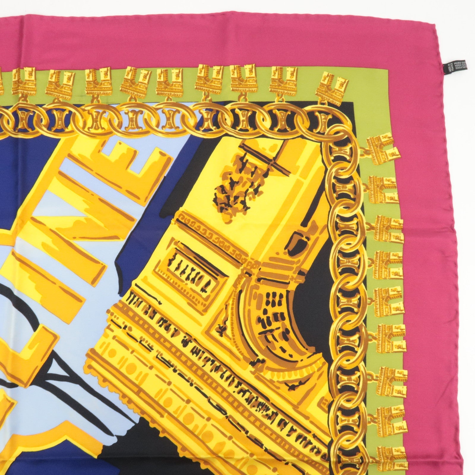 CELINE Large Scarf Eiffel Tower 100% Silk Multicolor *Box