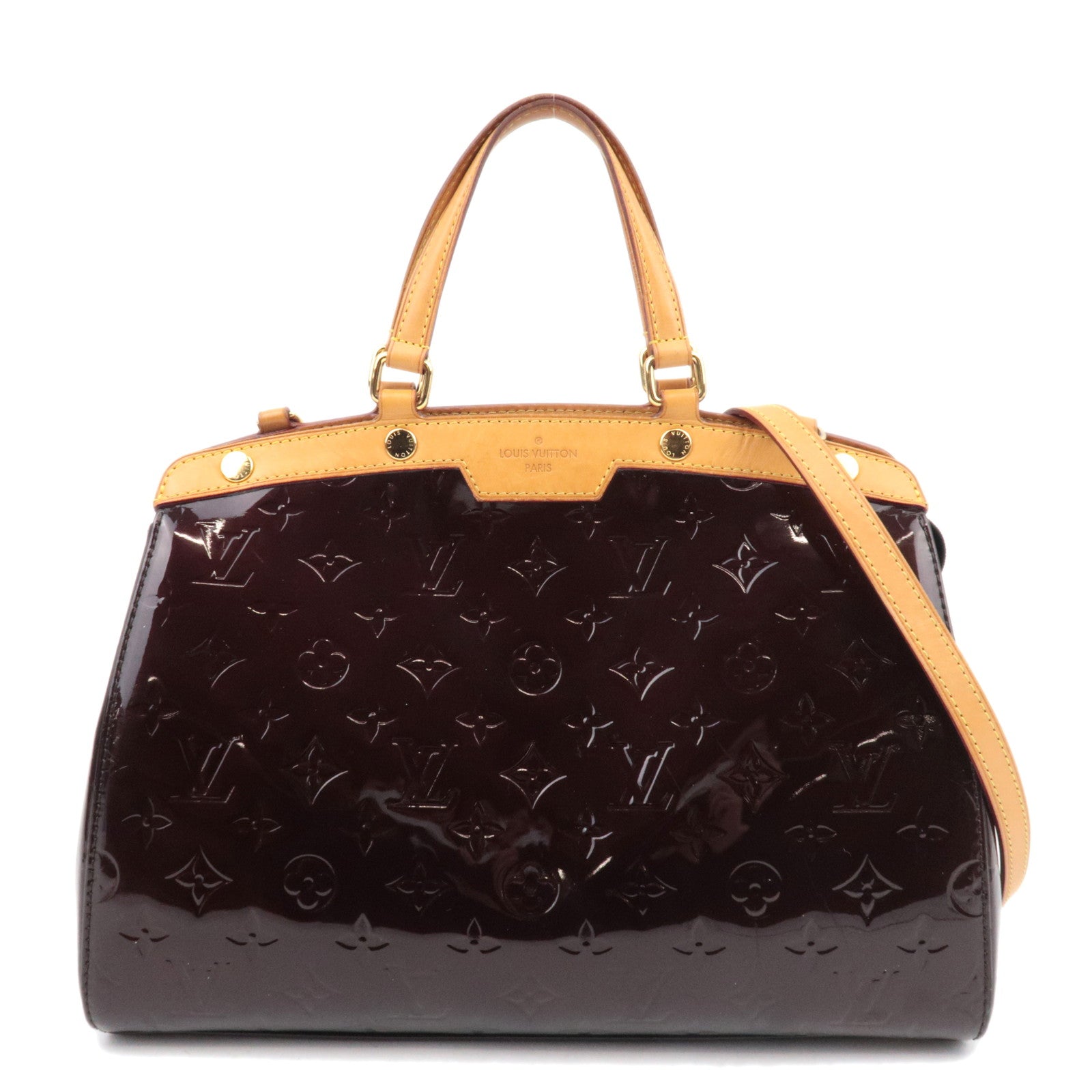 Louis Vuitton Monogram Vernis Brea MM 2Way Handbag Amarante M91690 AA0183 *Strap84512