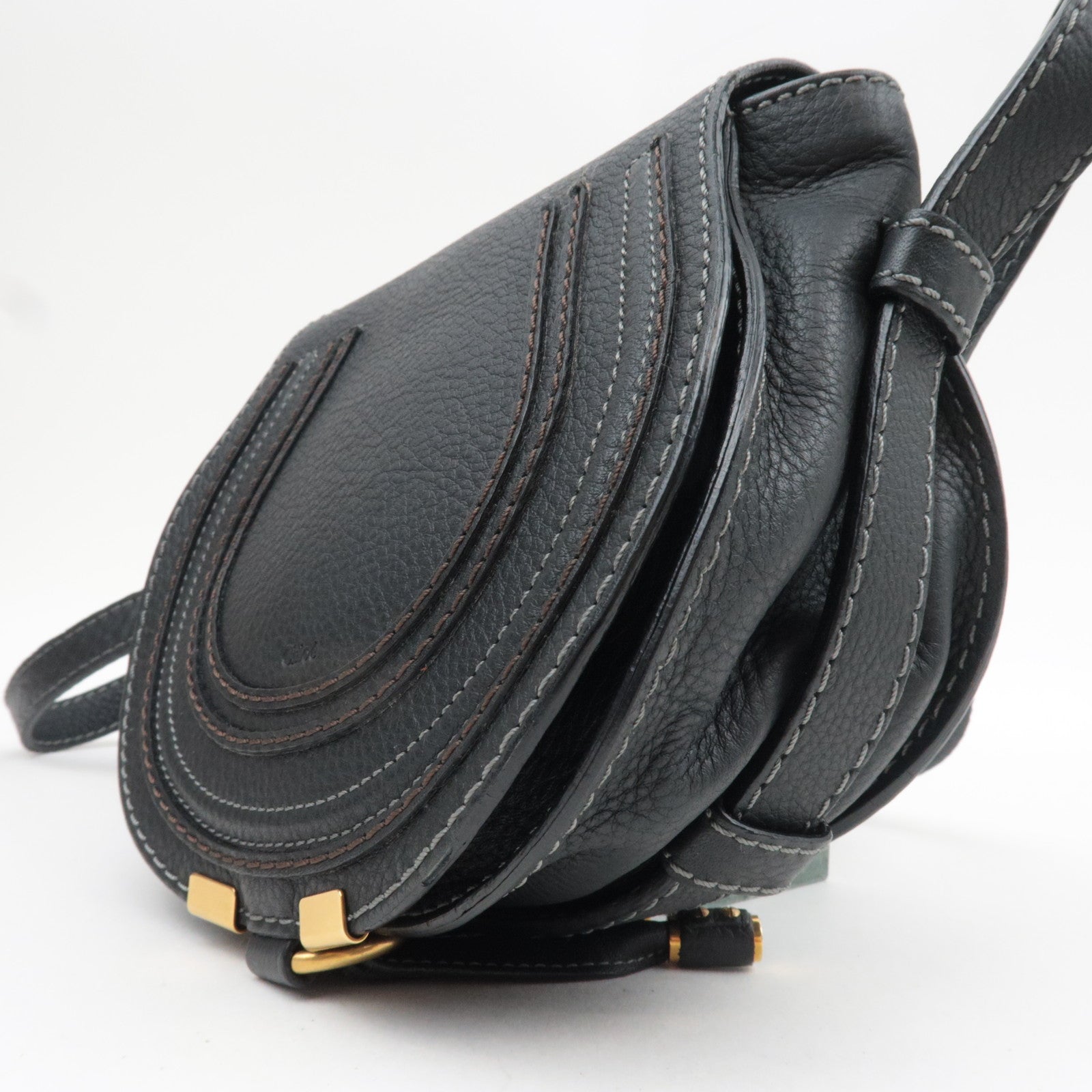 Chloe Marcy Small Leather Saddlebag Shoulder Bag Black *Dust bag