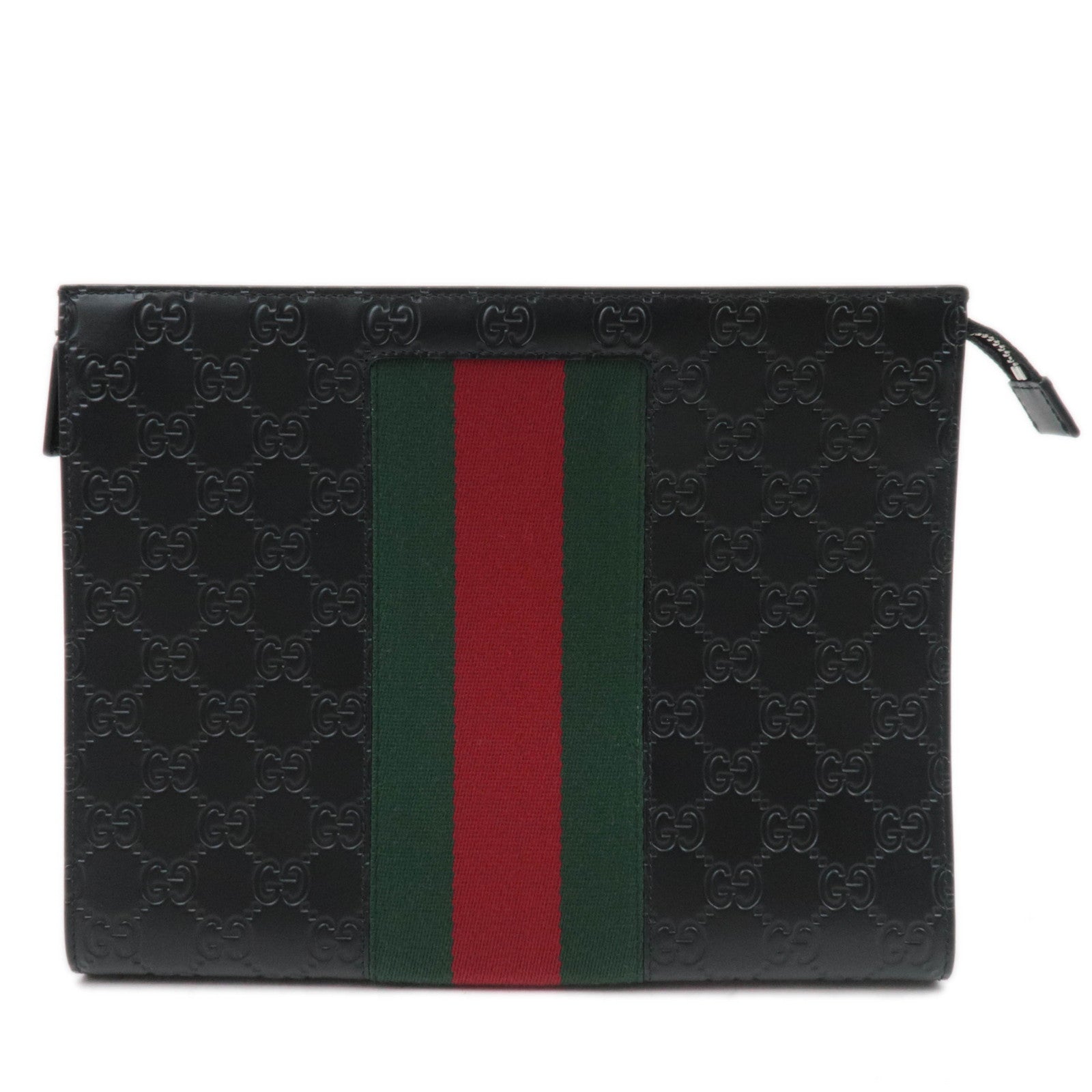 GUCCI Sherry Guccissima Clutch Bag Leather Black 47531684569