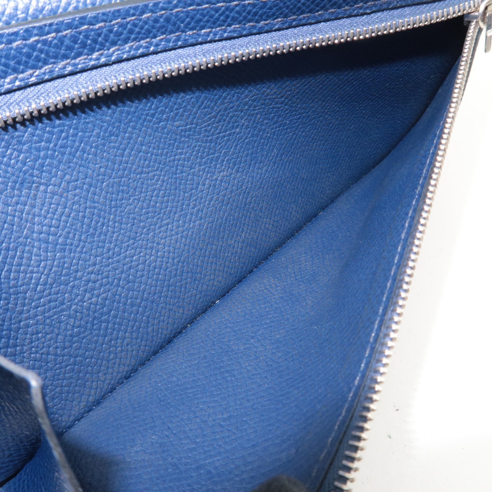 HERMES Bearn Soufflet Bicolor Long Wallet Veau Epsom Blue