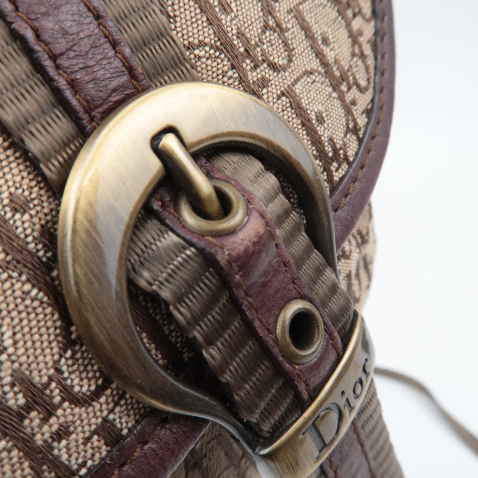 Christian Dior Trotter Canvas Leather Mini Shoulder Bag Beige Brown