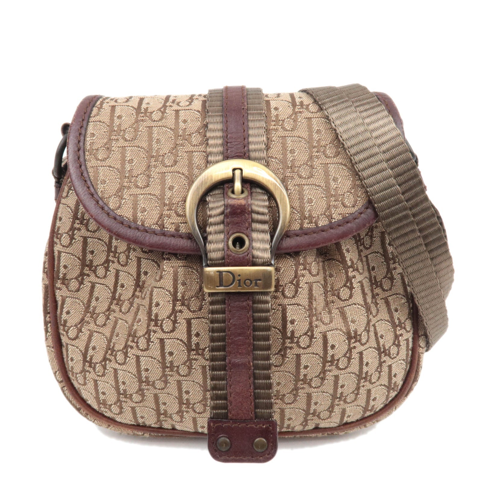 Christian Dior Trotter Canvas Leather Mini Shoulder Bag Beige Brown 84591