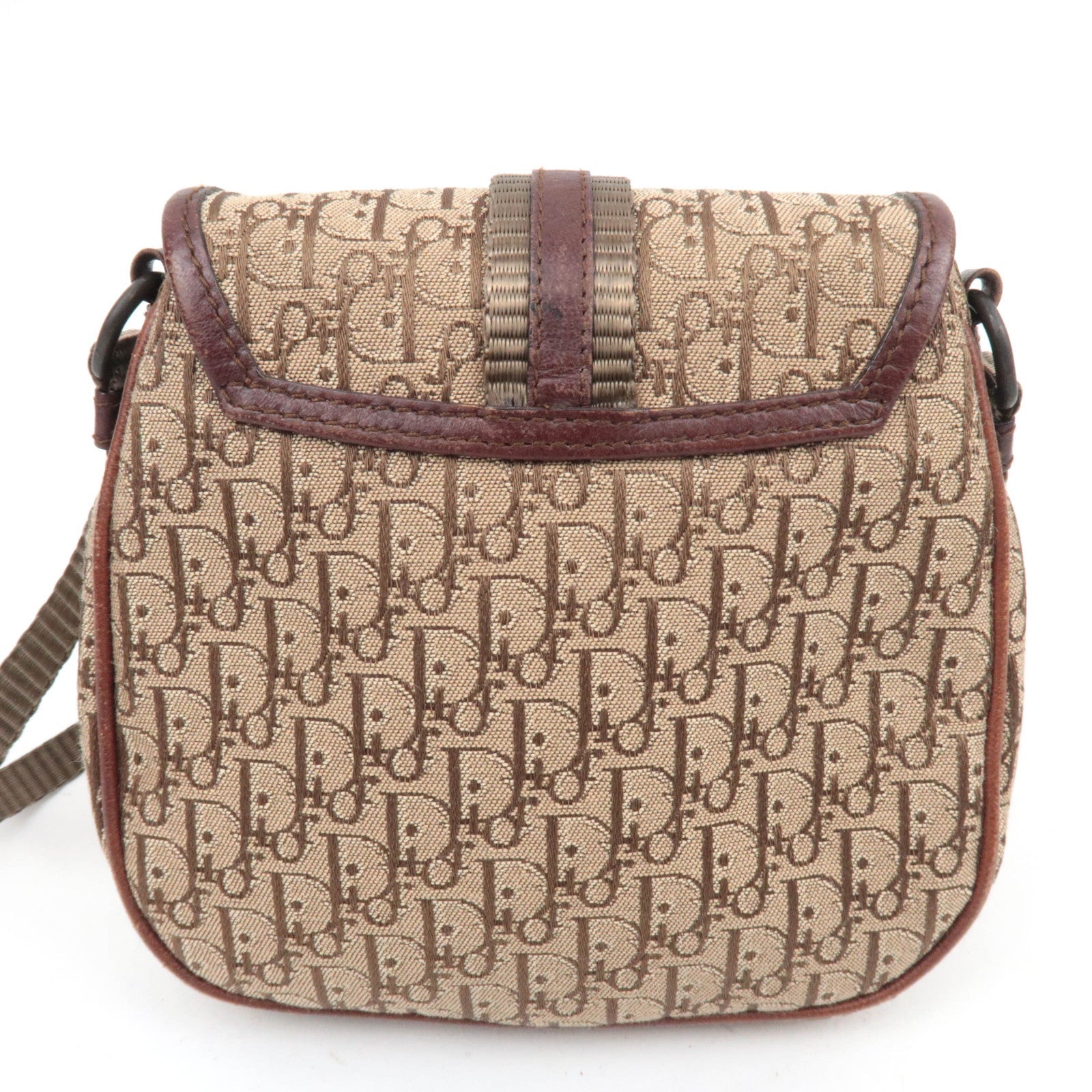 Christian Dior Trotter Canvas Leather Mini Shoulder Bag Beige Brown