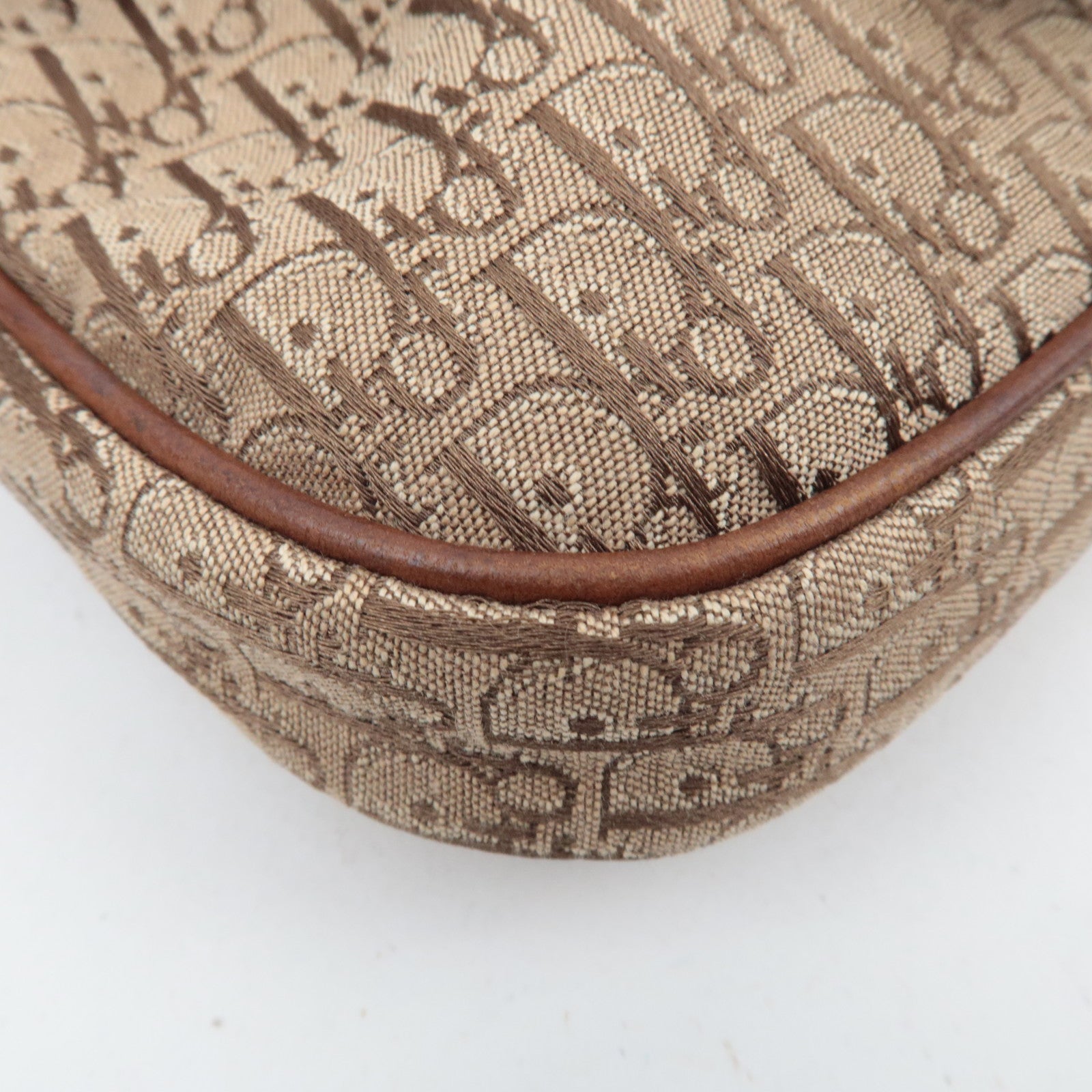 Christian Dior Trotter Canvas Leather Mini Shoulder Bag Beige Brown