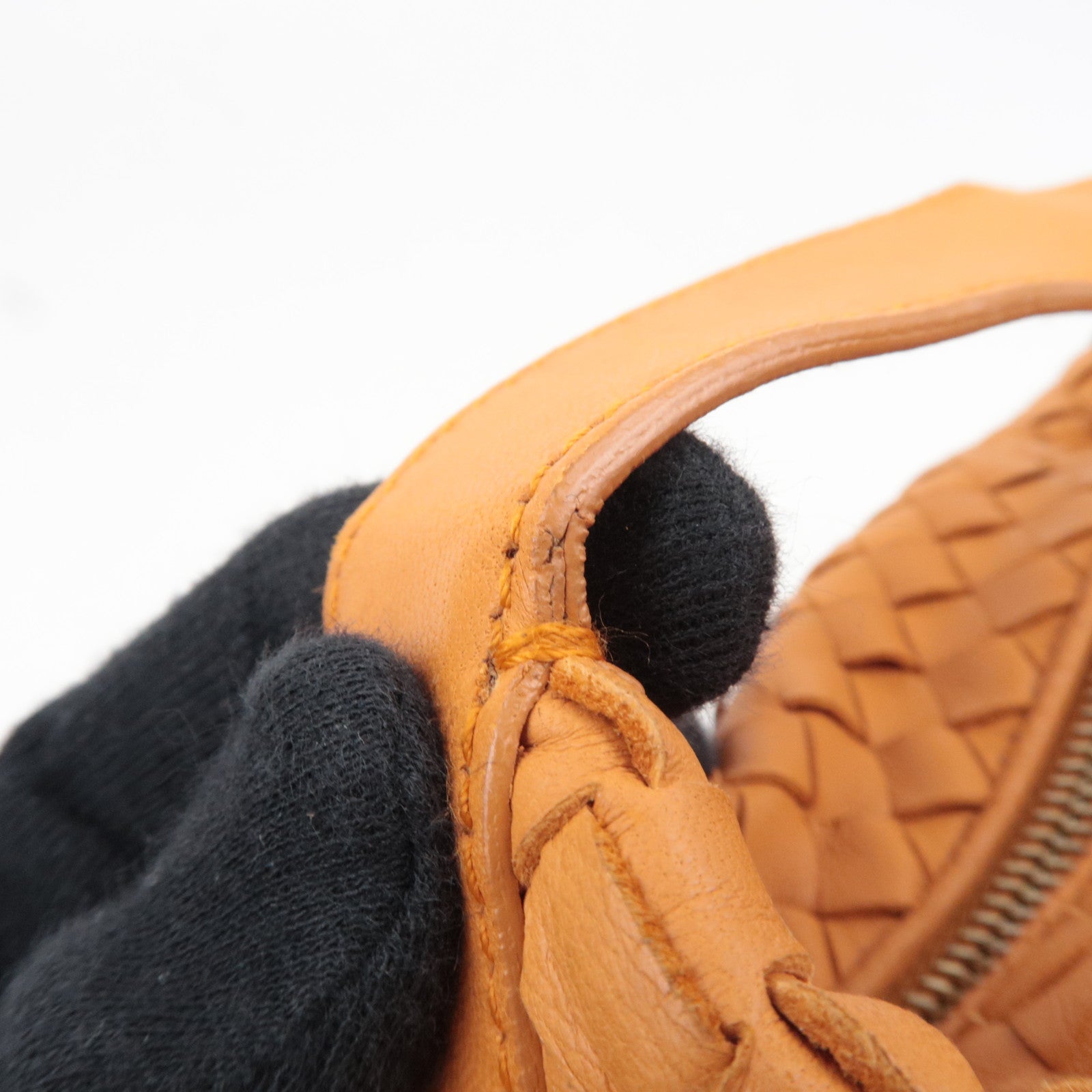 BOTTEGA VENETA Intrecciato Leather Handle Handbag Orange 114087